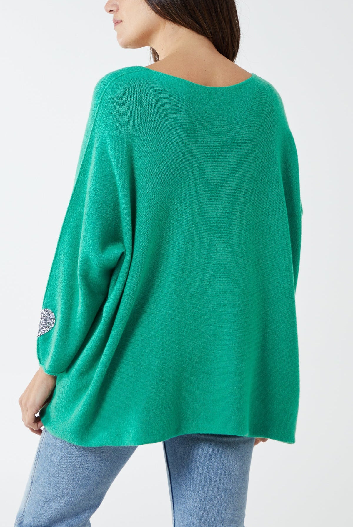 Appliqued Hearts Sleeves V-Neck Jumper JMF1 WearAll