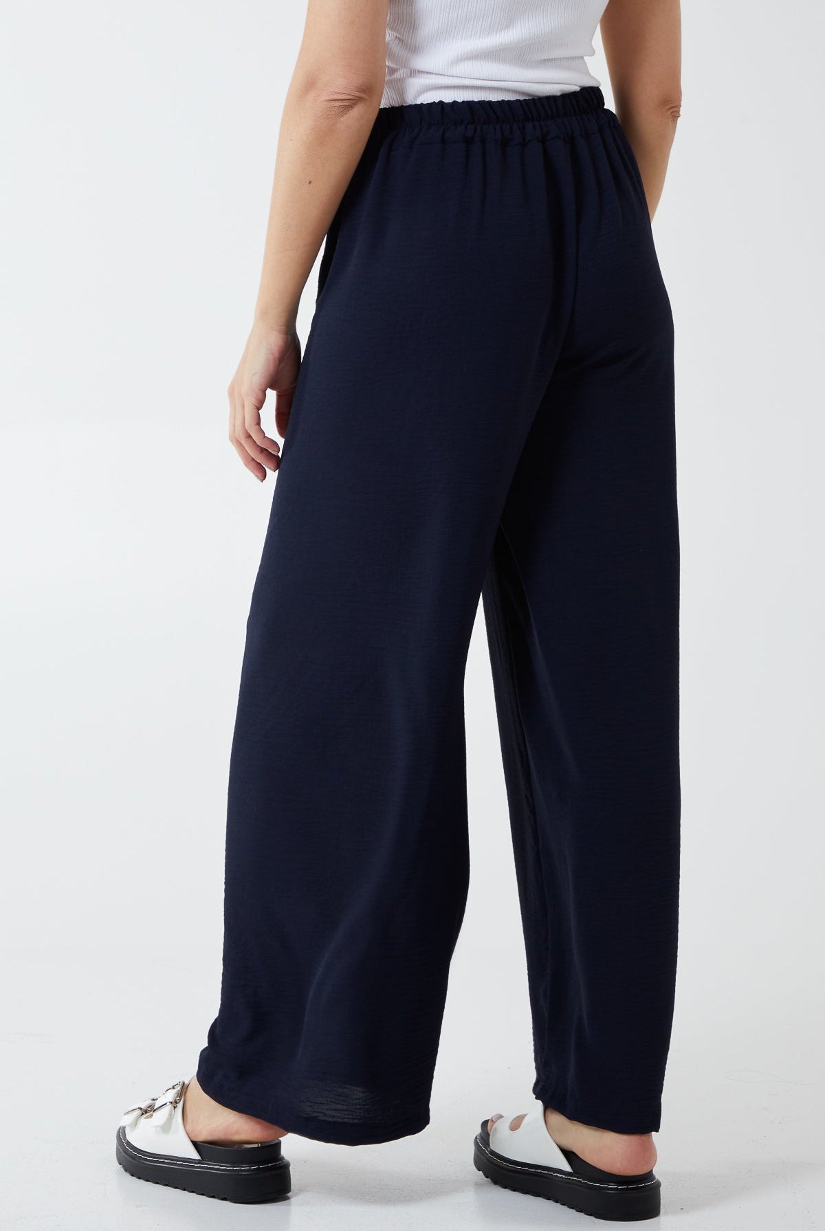 XL Drawstring Viscose Crepe Wide Leg Trousers TRS1 WearAll