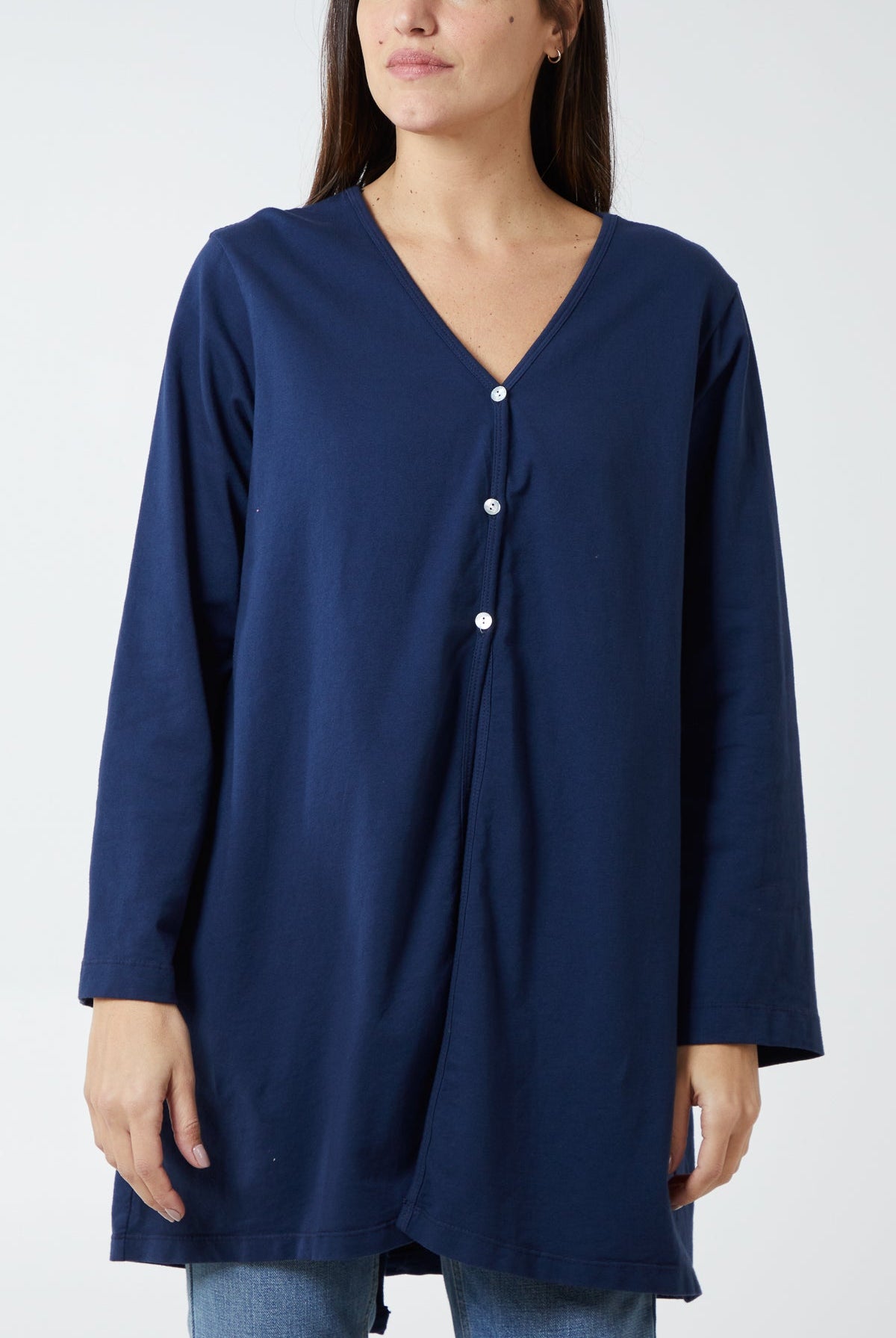 Button Front Sweat Cardigan CMF1 WearAll Navy One Size