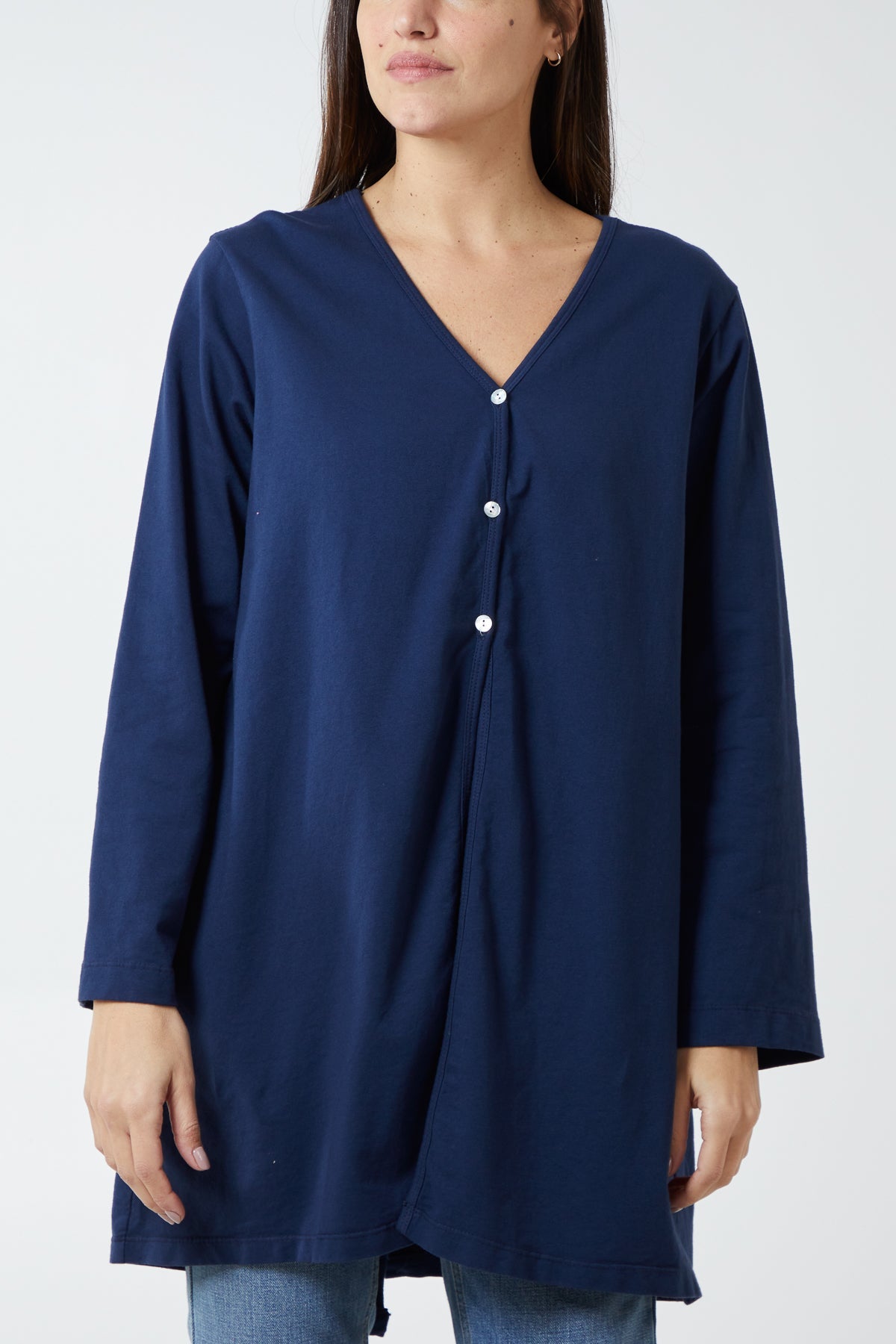 Button Front Sweat Cardigan CMF1 WearAll Navy One Size