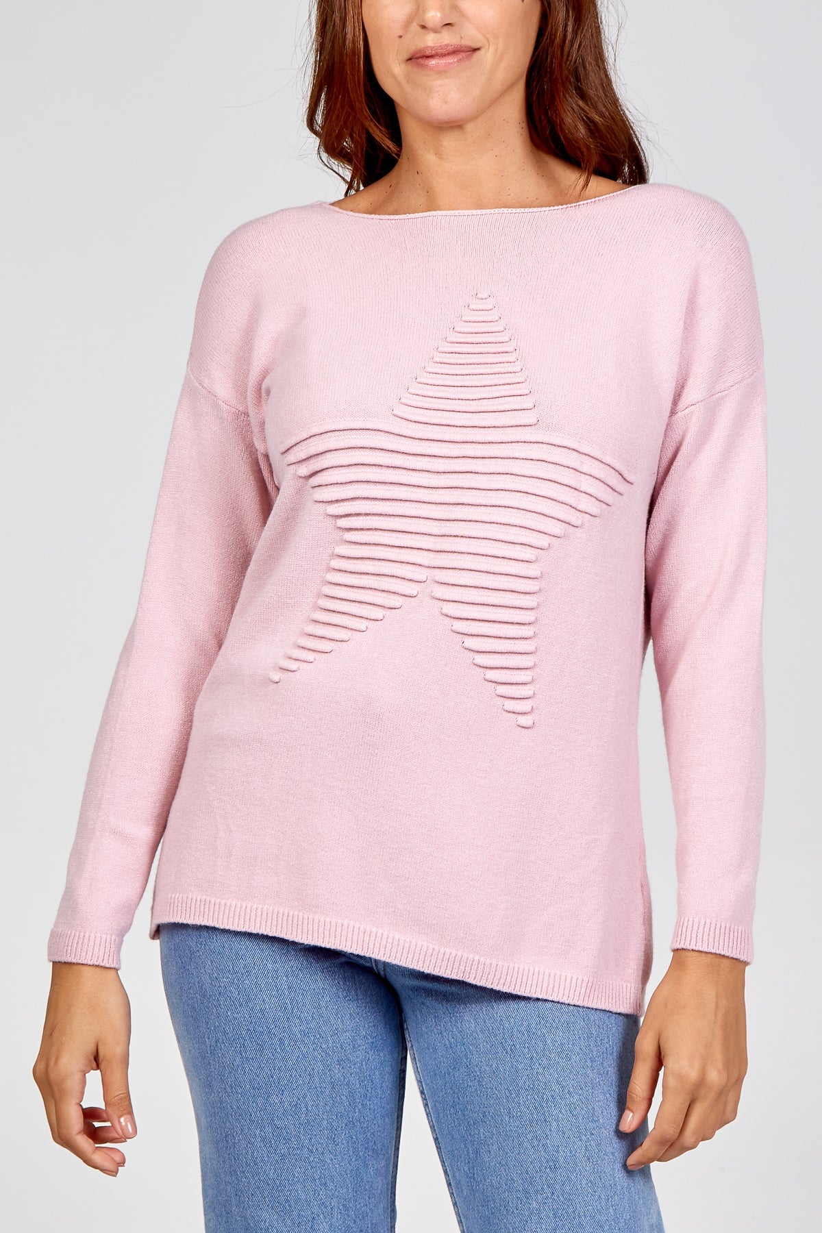 Ribbed Star Jumper JMF1 WearAll Pink One Size