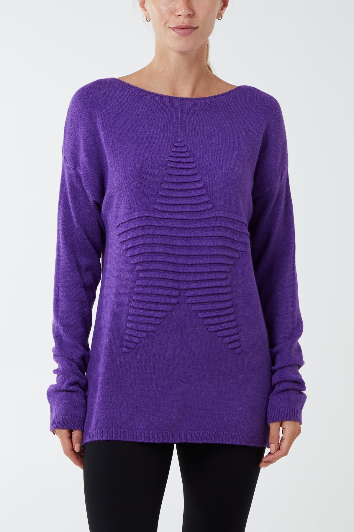 Ribbed Star Jumper JMF1 WearAll Purple One Size