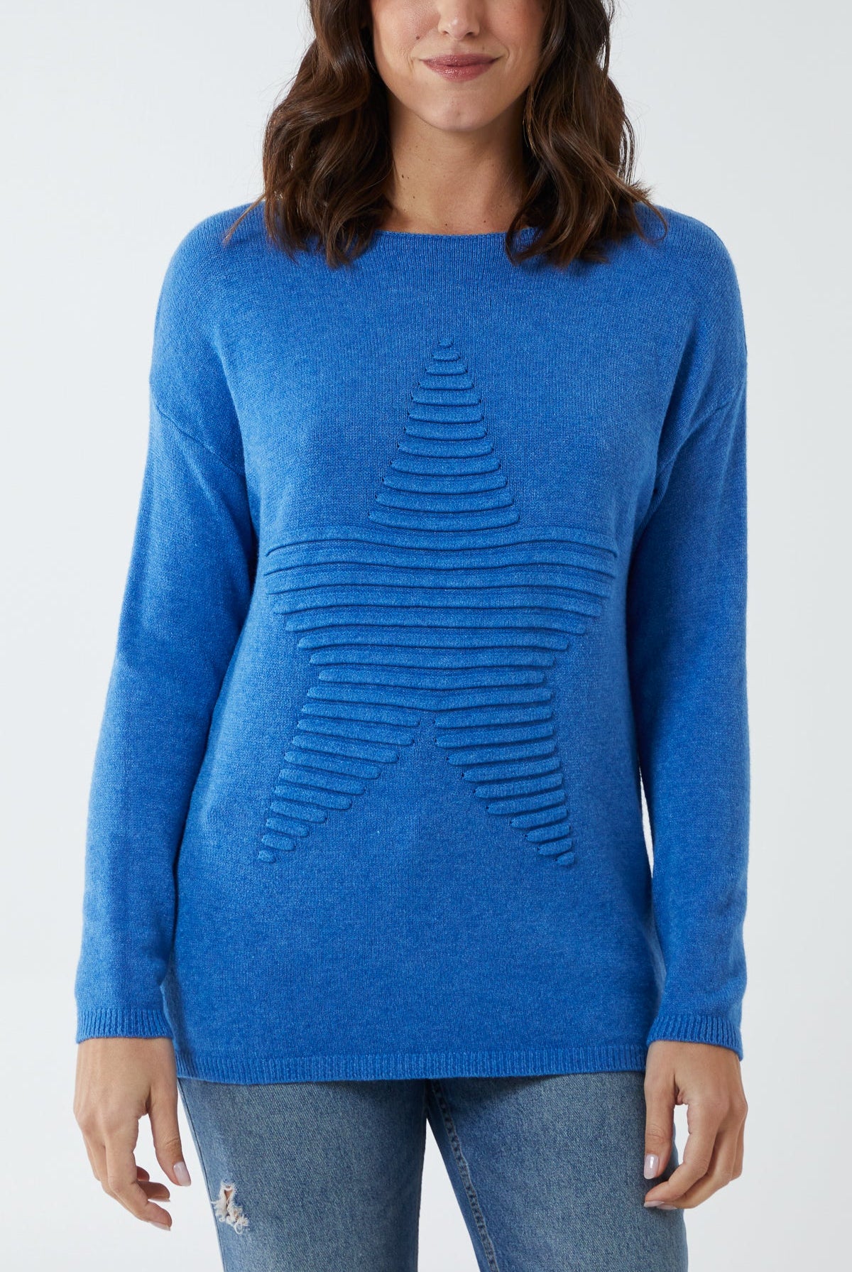Ribbed Star Jumper JMF1 WearAll Blue One Size