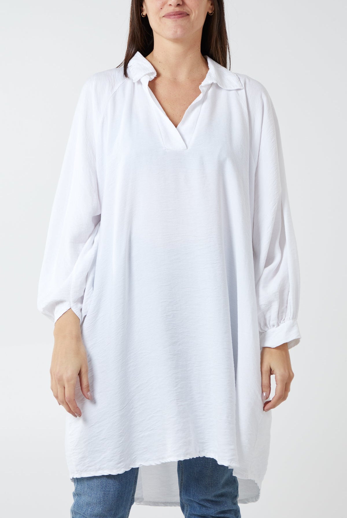 Kiwi Collar Shirt Tunic TOPMF2 WearAll White One Size