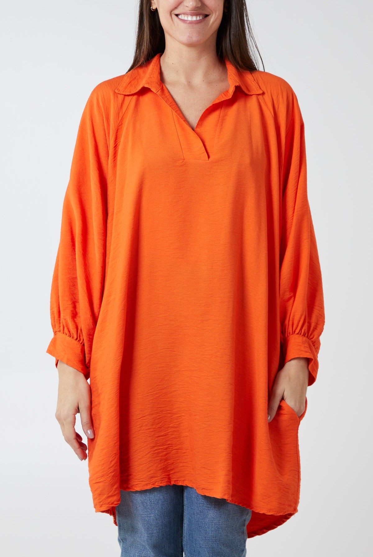 Kiwi Collar Shirt Tunic TOPMF2 WearAll Orange One Size