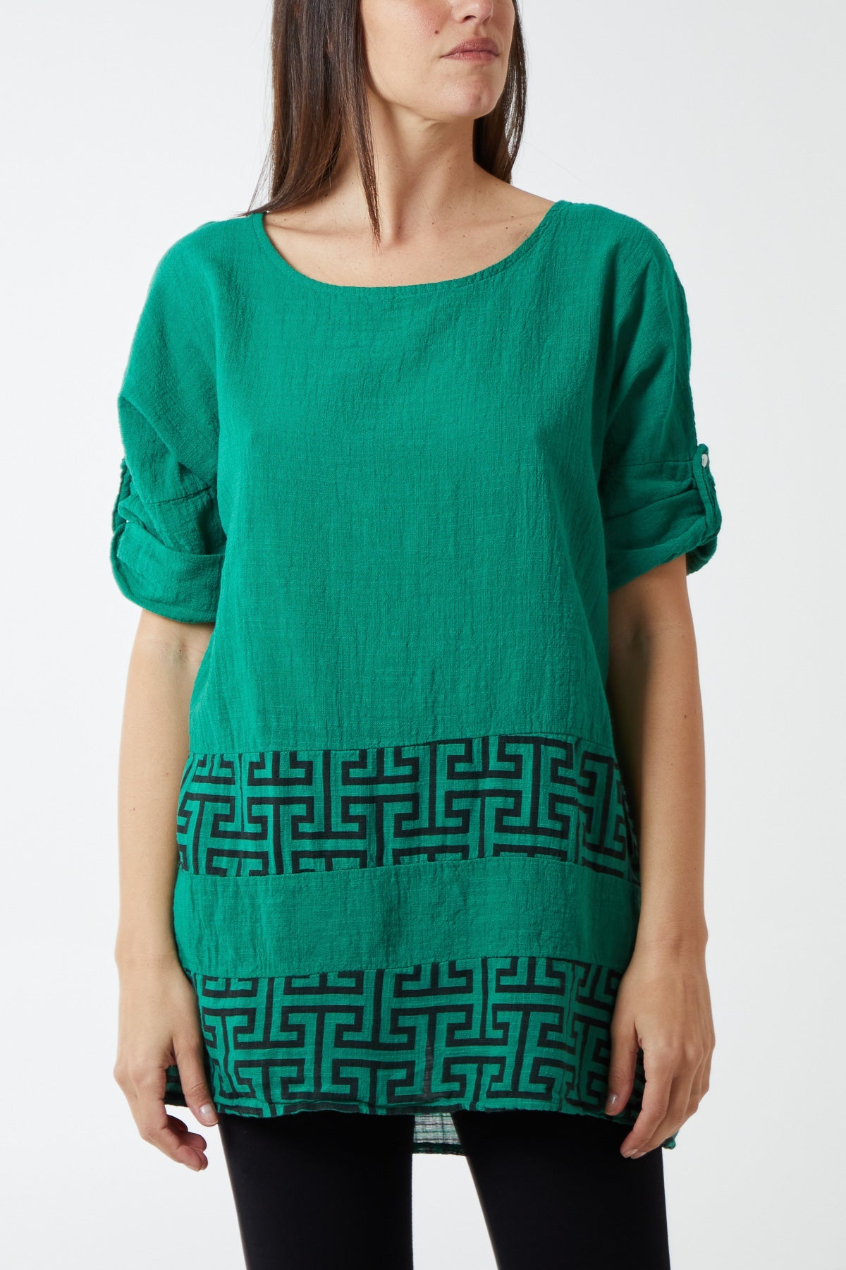 Oversized Geometric Print Top TOPMF2 WearAll Emerald One Size