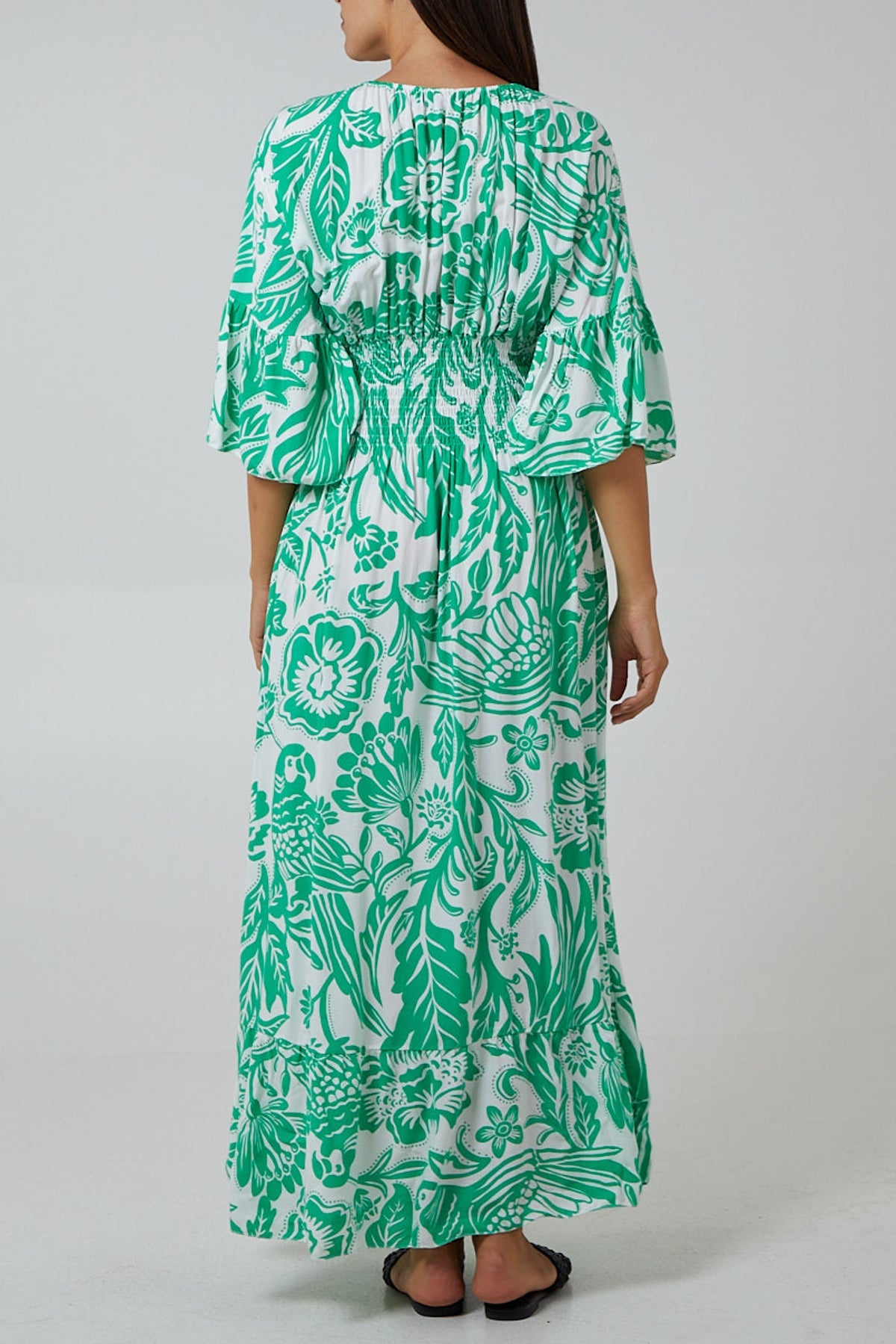 Floral Shirred Waist Maxi Dress DMF2 WearAll