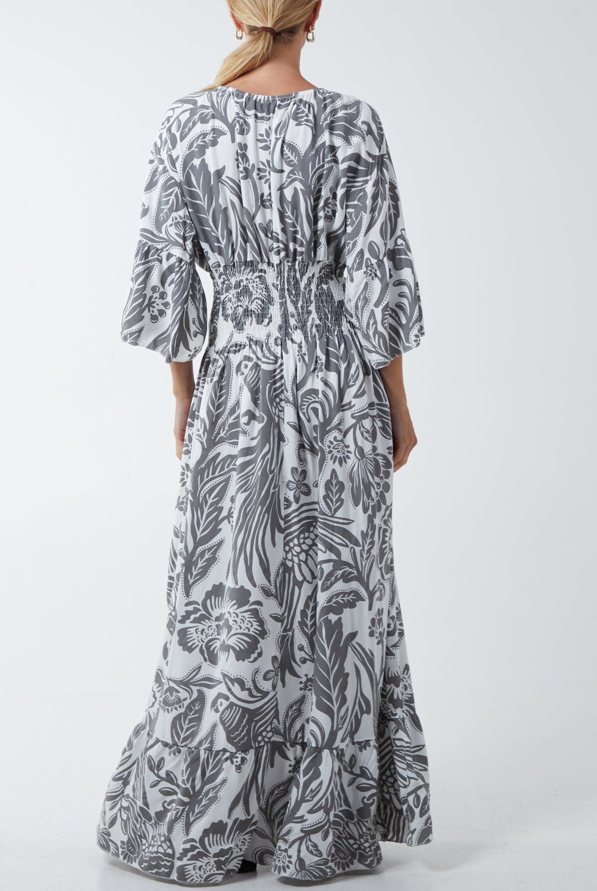 Floral Shirred Waist Maxi Dress DMF2 WearAll