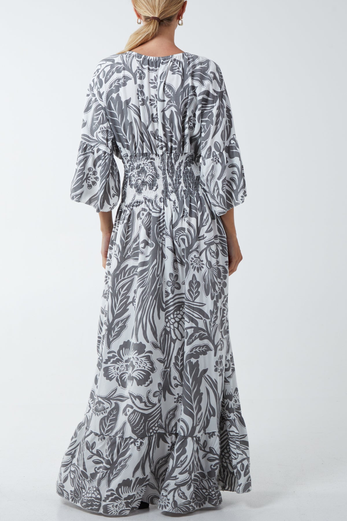 Floral Shirred Waist Maxi Dress DMF2 WearAll