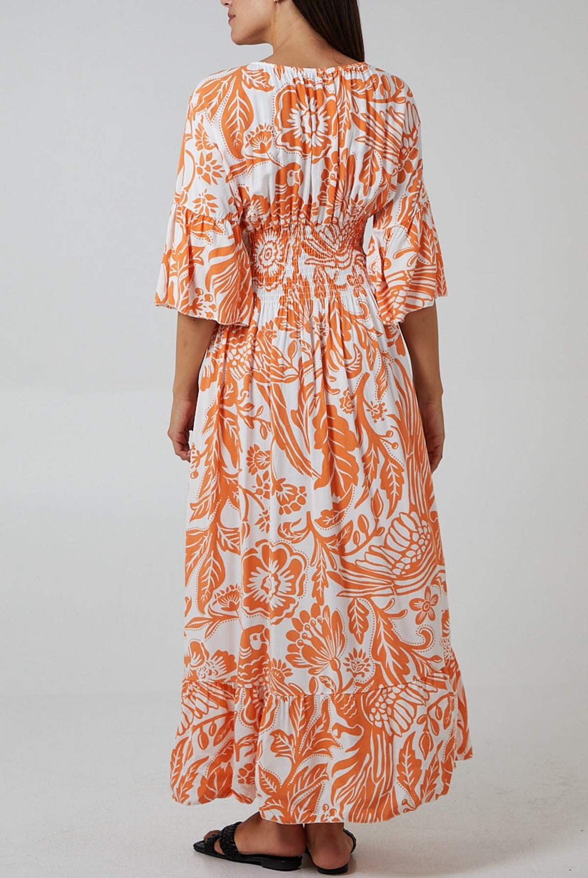 Floral Shirred Waist Maxi Dress DMF2 WearAll