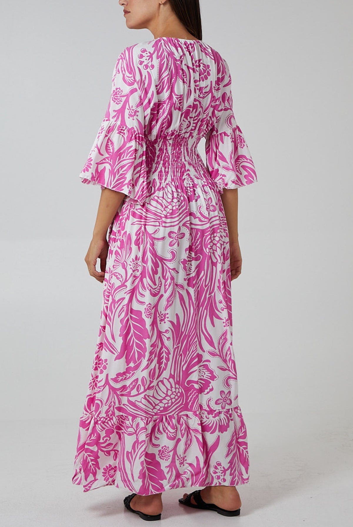 Floral Shirred Waist Maxi Dress DMF2 WearAll