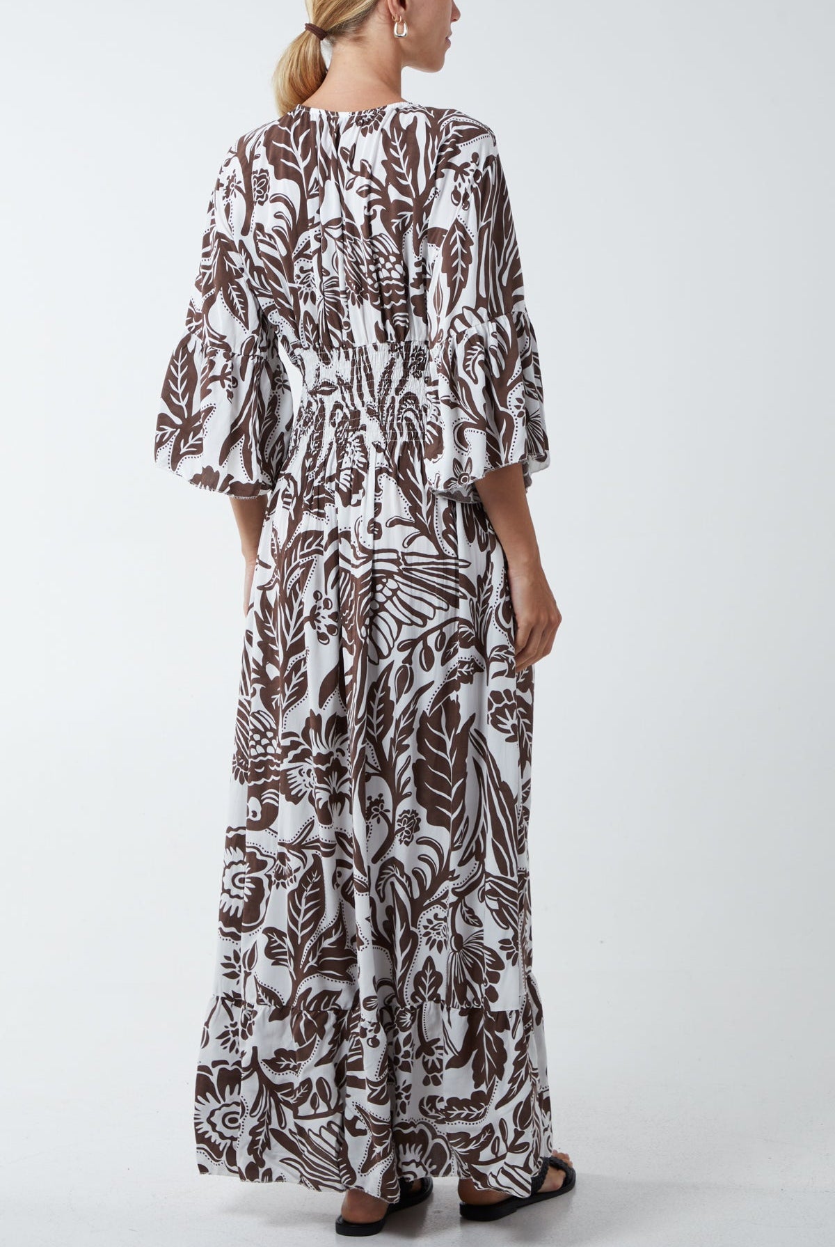 Floral Shirred Waist Maxi Dress DMF2 WearAll