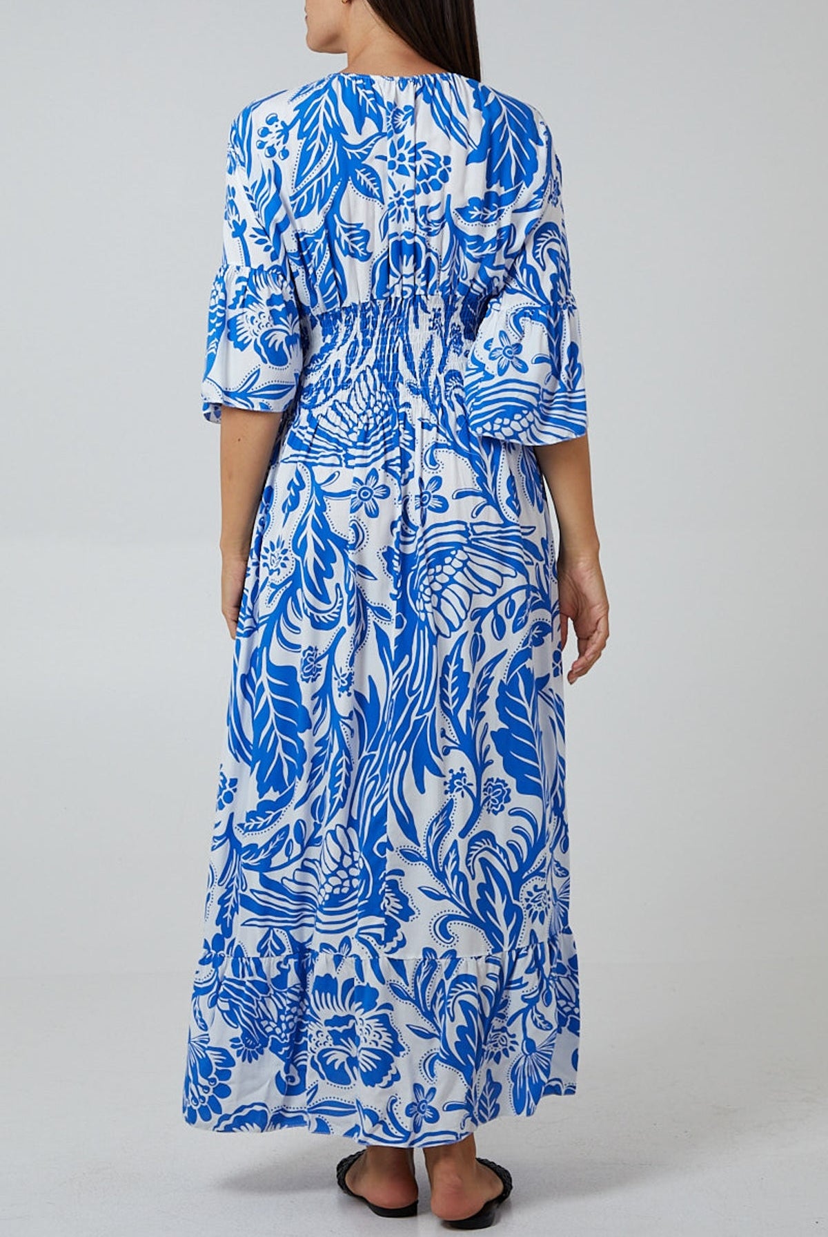 Floral Shirred Waist Maxi Dress DMF2 WearAll