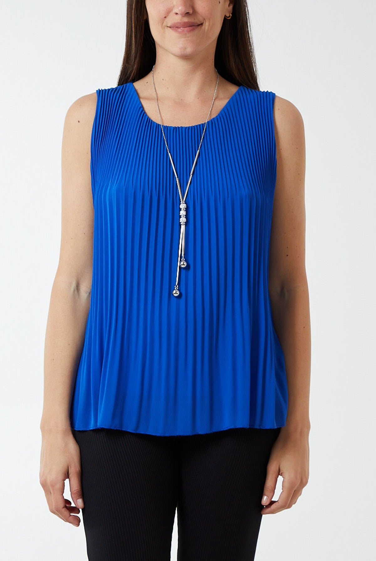 Pleated Necklace Vest TOPMF2 WearAll Royal Blue One Size
