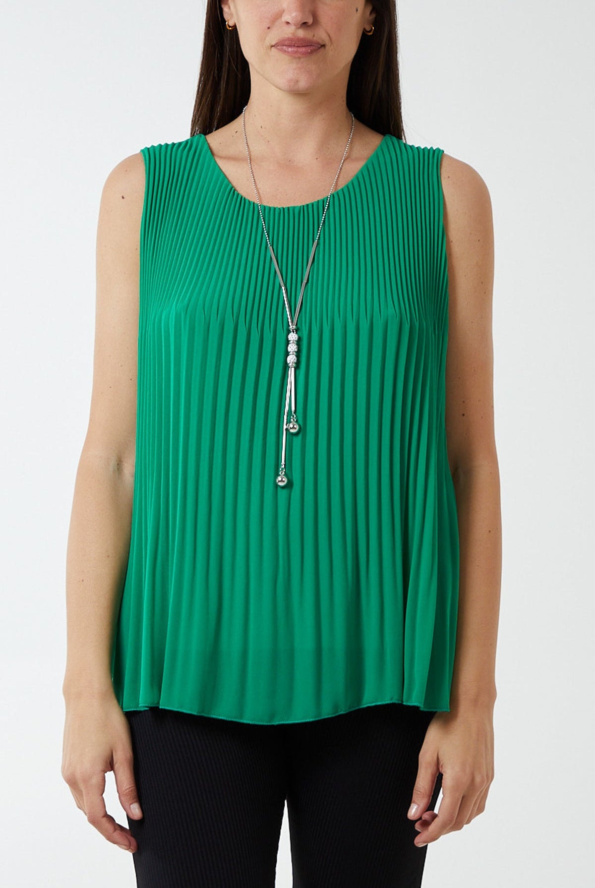 Pleated Necklace Vest TOPMF2 WearAll Jade One Size