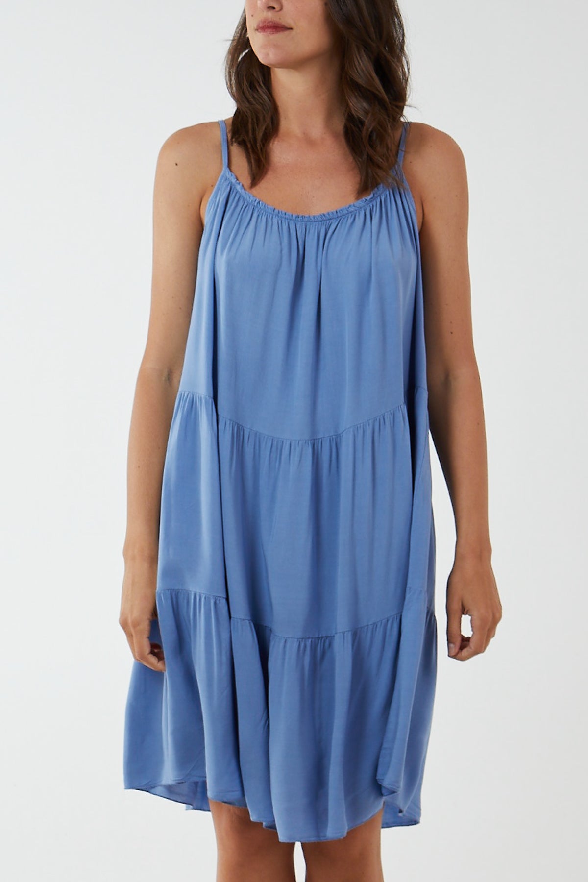 Cami Strap Tiered Smock Dress DMF2 WearAll Denim One Size