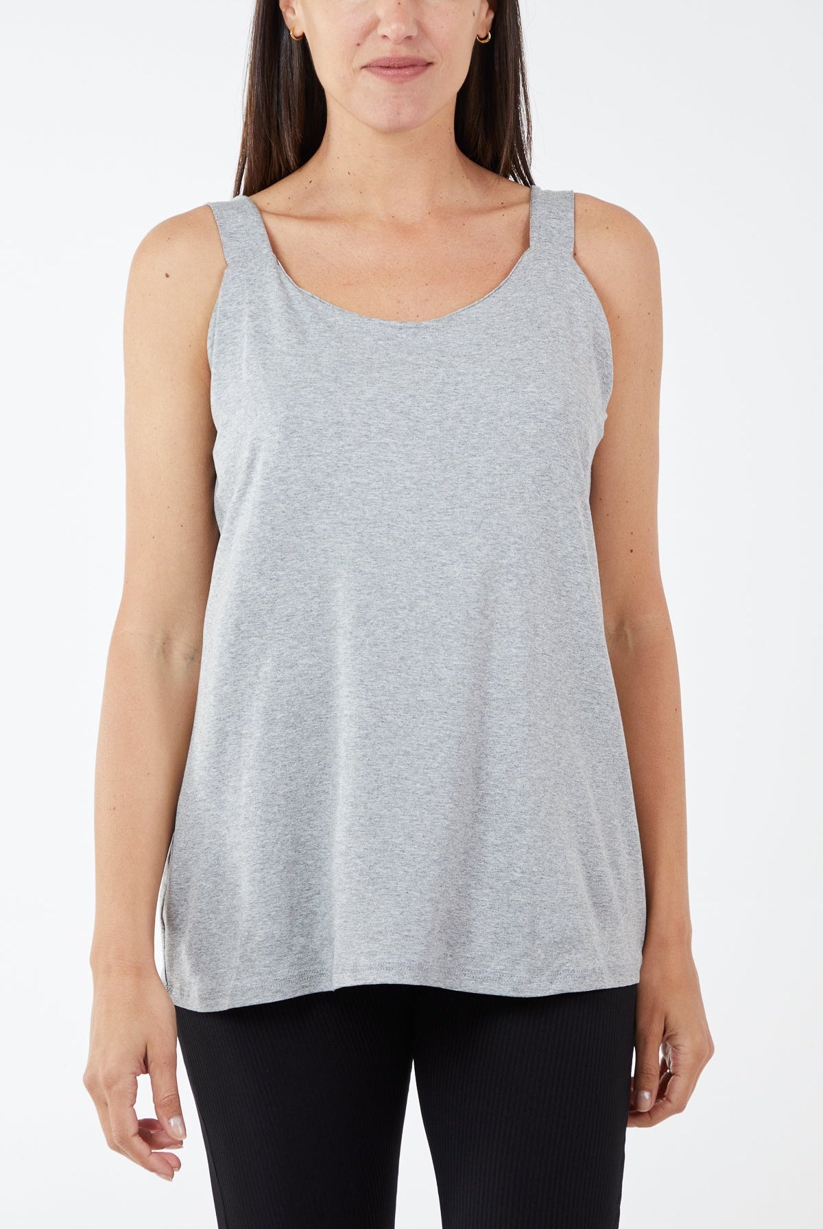 Double Layer Scoop Neck Vest TOPMF2 WearAll Grey One Size