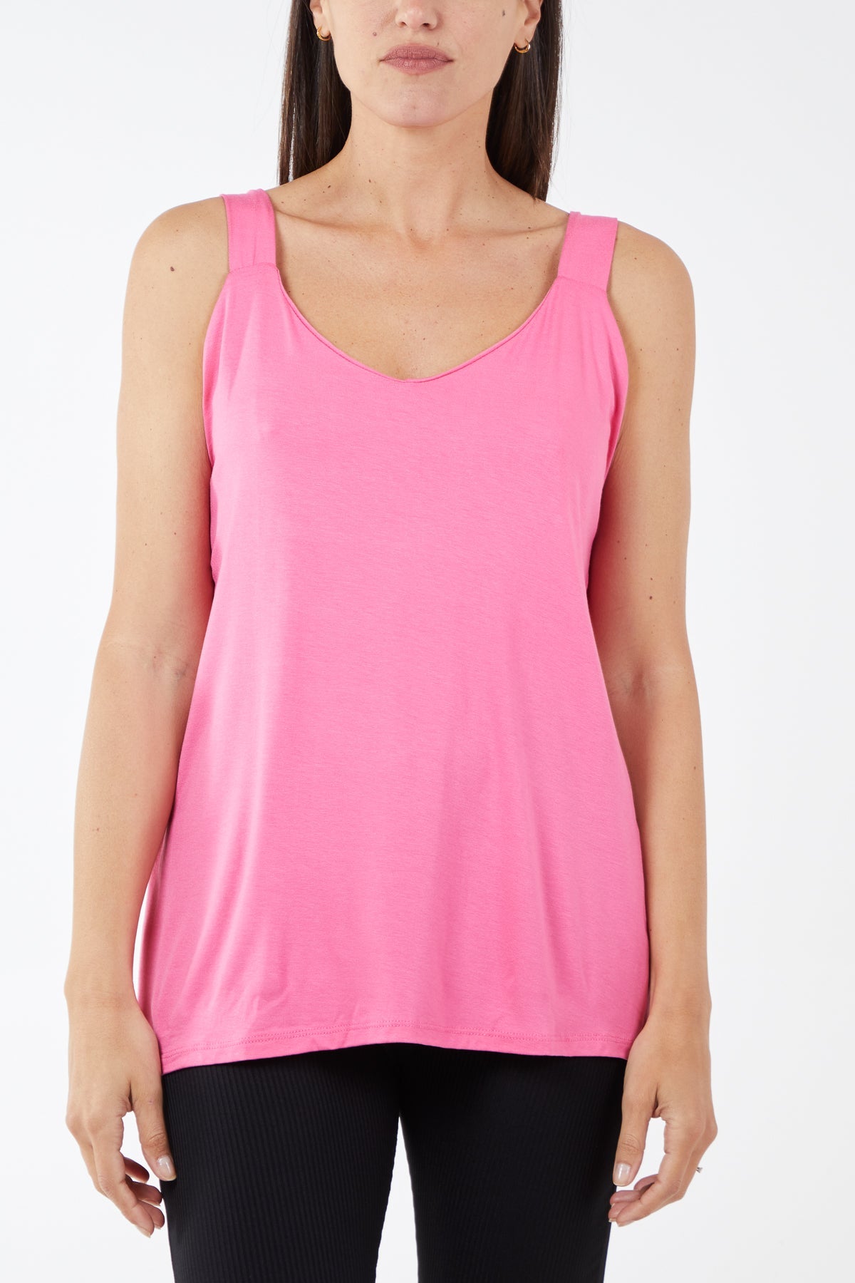 Double Layer Scoop Neck Vest TOPMF2 WearAll Bubblegum Pink One Size