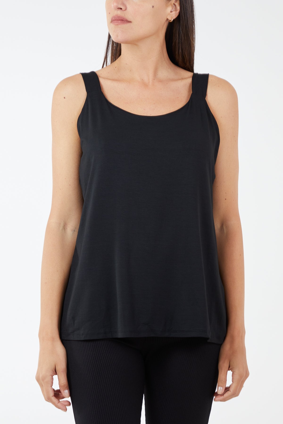 Double Layer Scoop Neck Vest TOPMF2 WearAll Black One Size