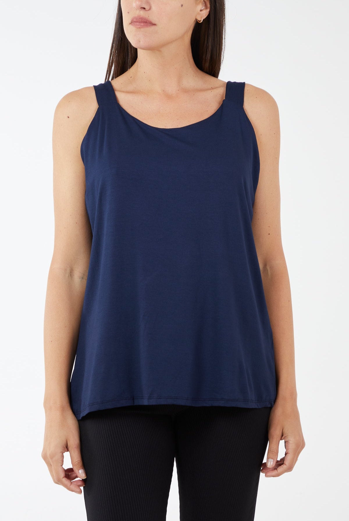 Double Layer Scoop Neck Vest TOPMF2 WearAll Navy One Size