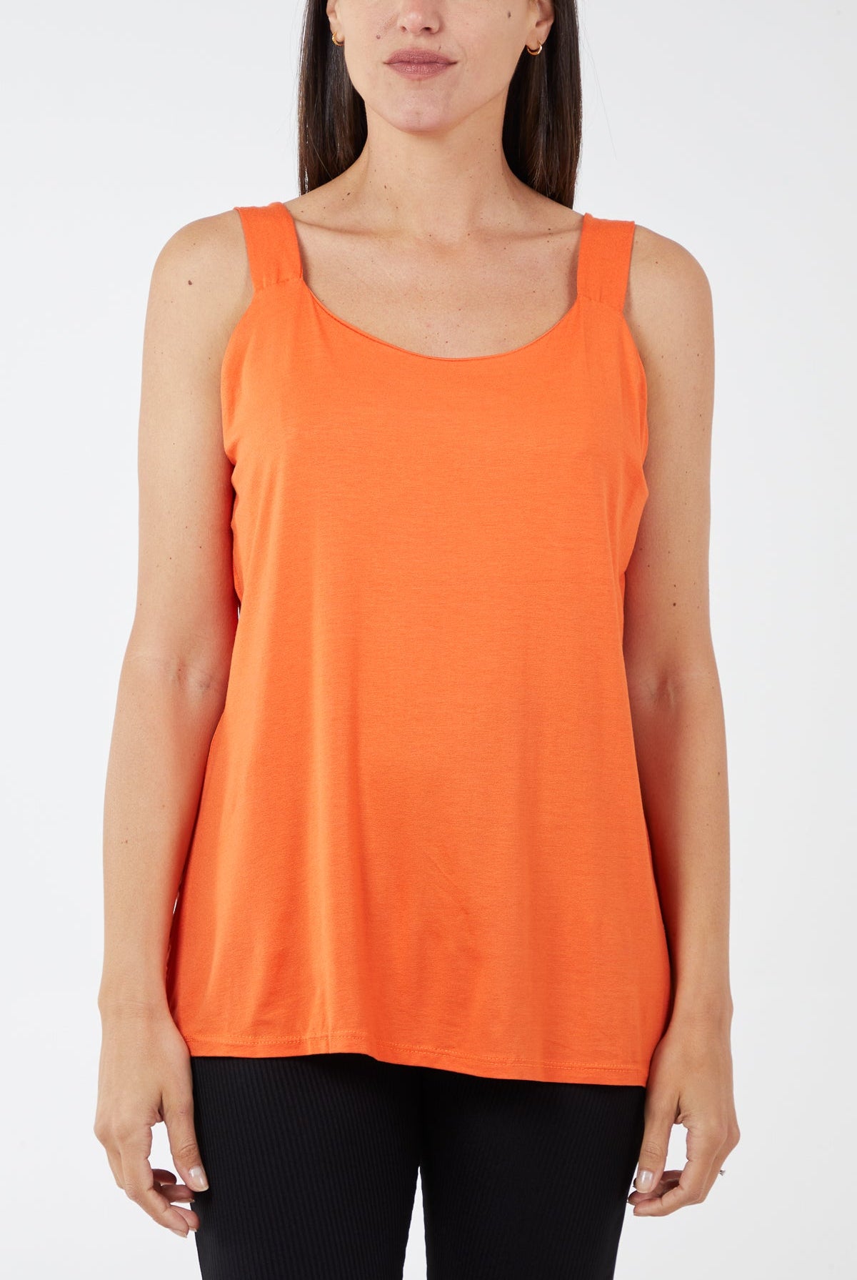 Double Layer Scoop Neck Vest TOPMF2 WearAll Orange One Size