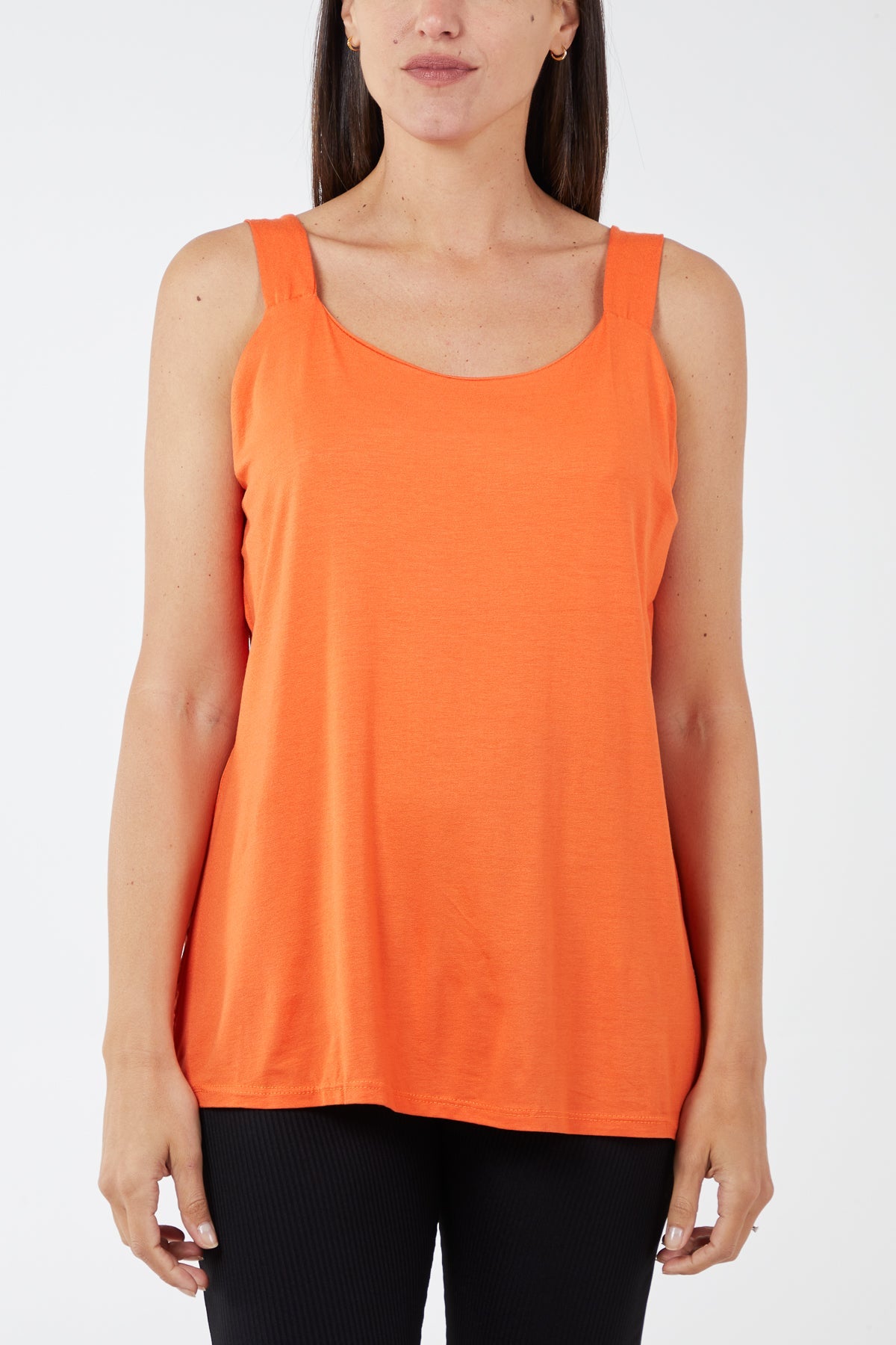 Double Layer Scoop Neck Vest TOPMF2 WearAll Orange One Size