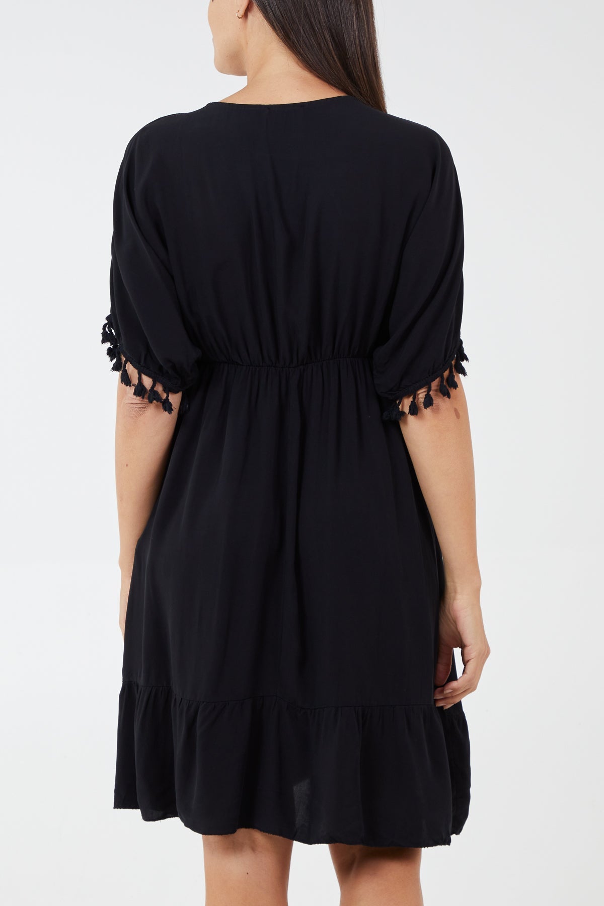 Tiered Elasticated Detail Tassel Trim Dress DMF2 WearAll