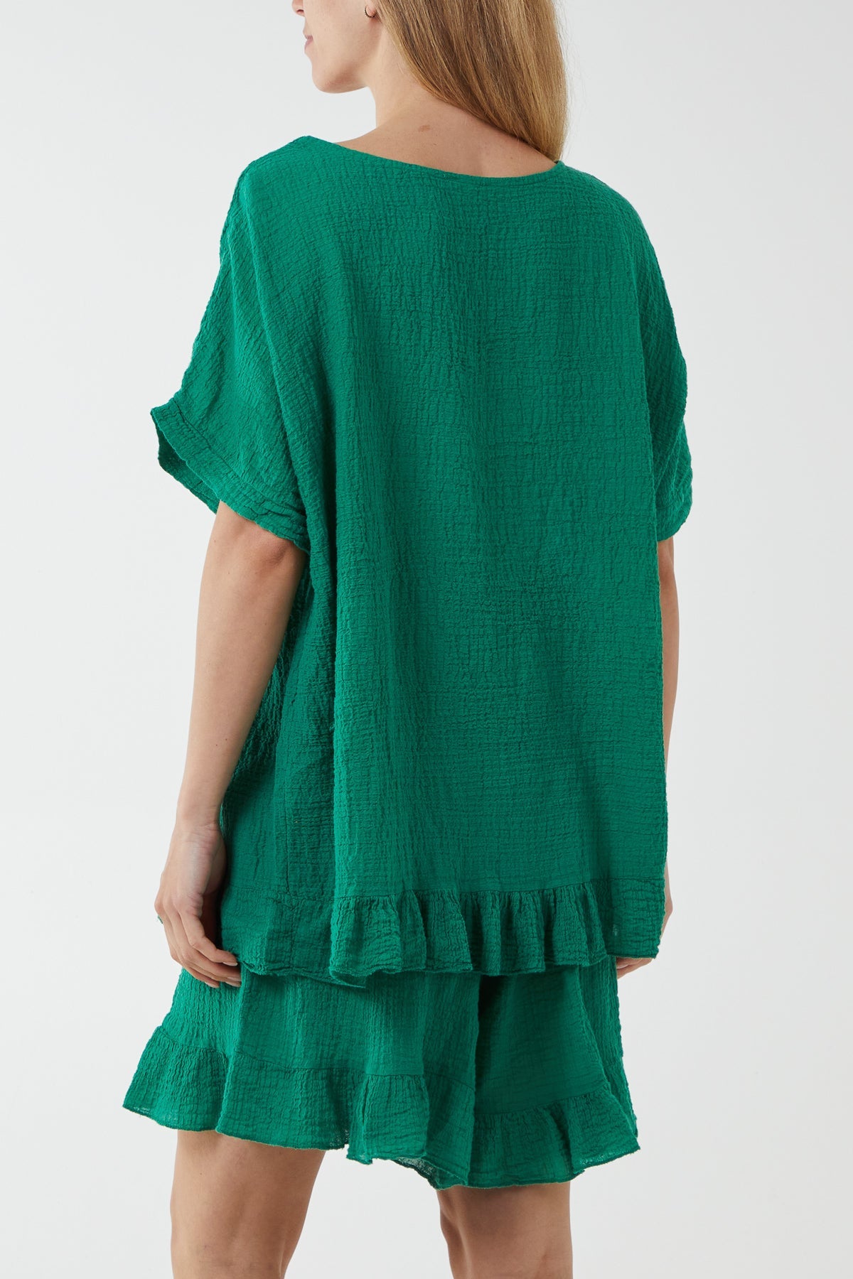 Cotton Blend Frill Hem Top & Short Set TW1 WearAll