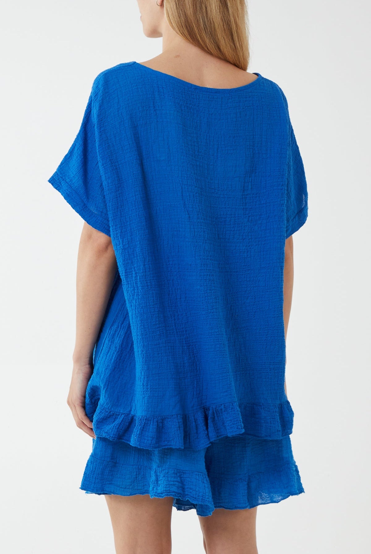 Cotton Blend Frill Hem Top & Short Set TW1 WearAll