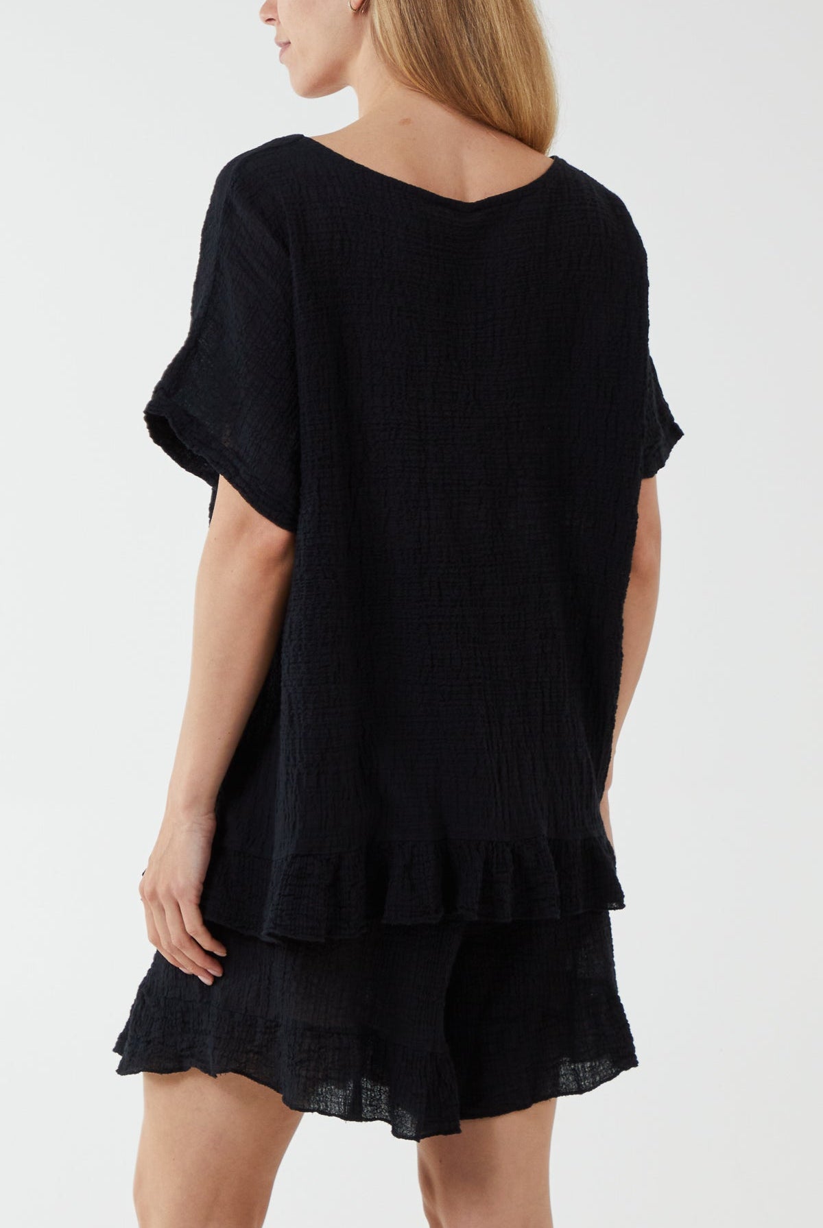 Cotton Blend Frill Hem Top & Short Set TW1 WearAll