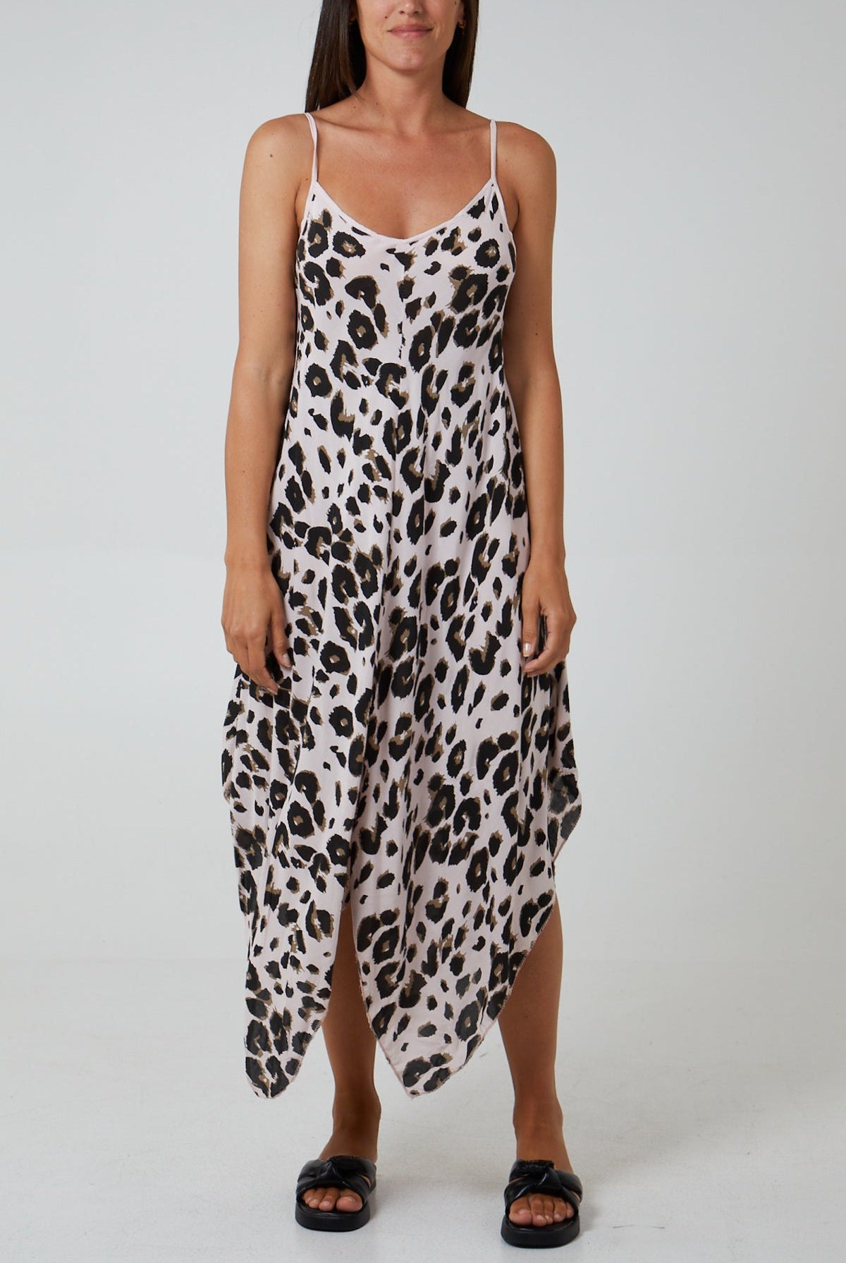 Hanky Hem Leopard Print Dress DMF2 WearAll Nude One Size