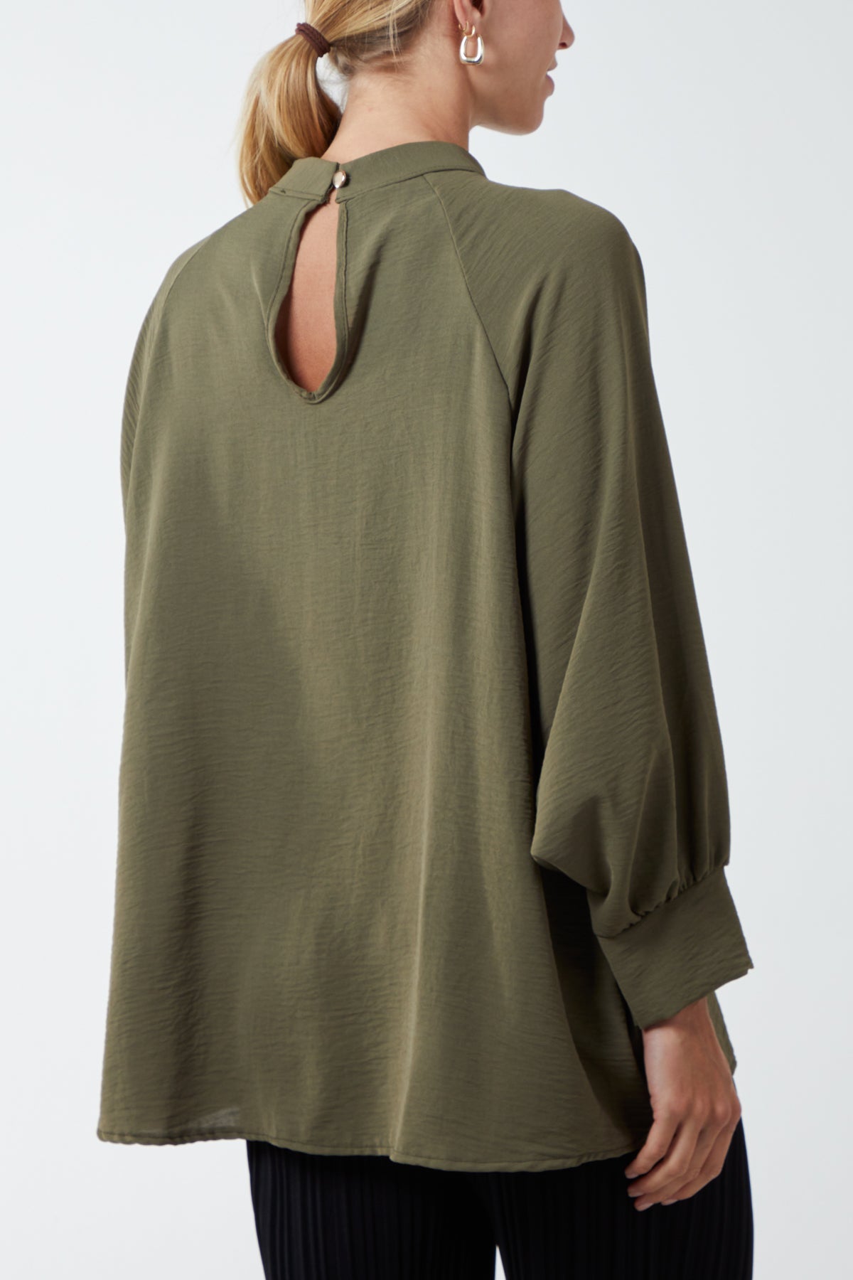 High Neck Batwing Sleeve Blouse TOPMF2 WearAll