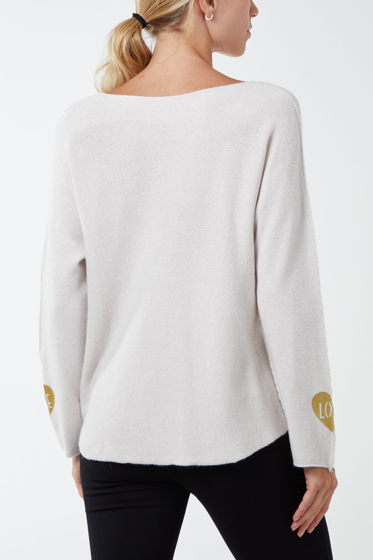 V-Neck Raw Edge 'Love' Sleeve Jumper JMF1 WearAll