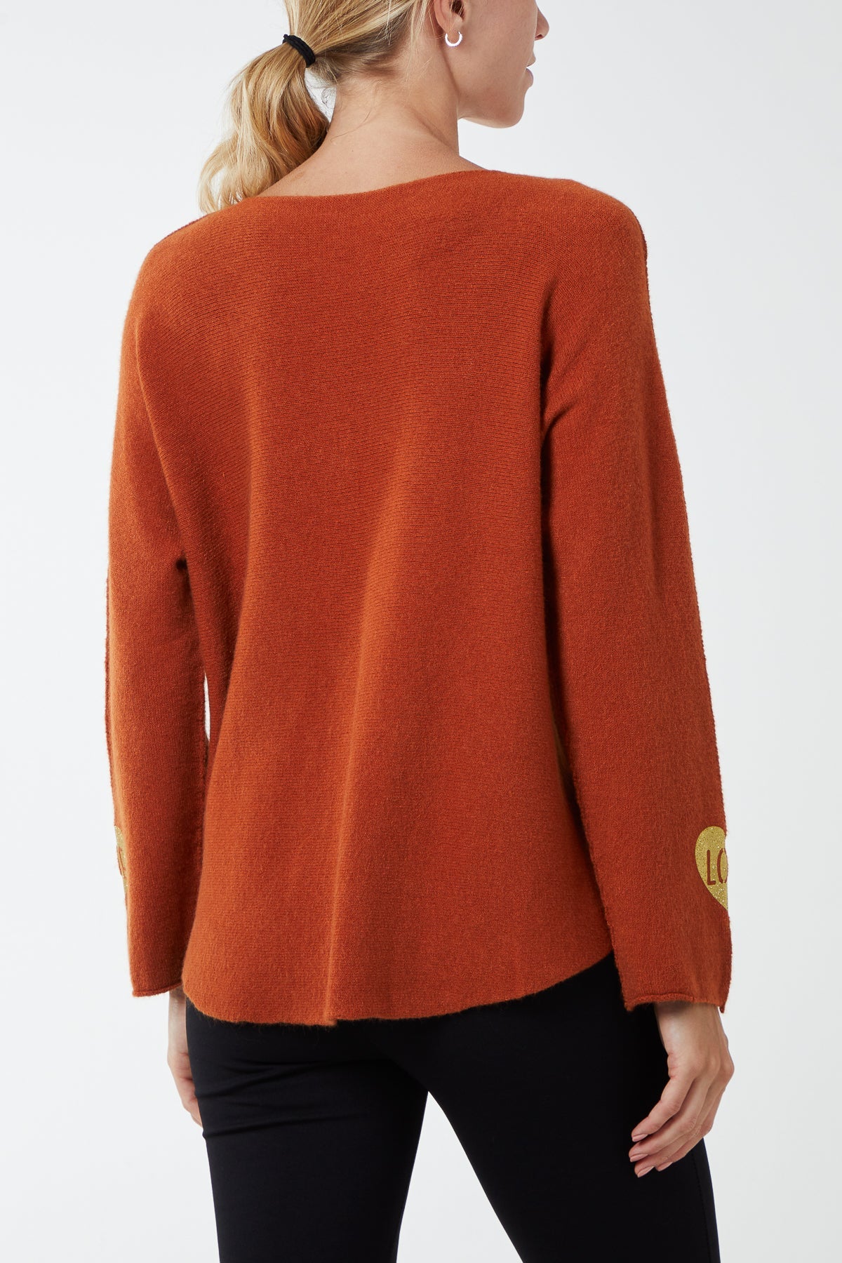 V-Neck Raw Edge 'Love' Sleeve Jumper JMF1 WearAll