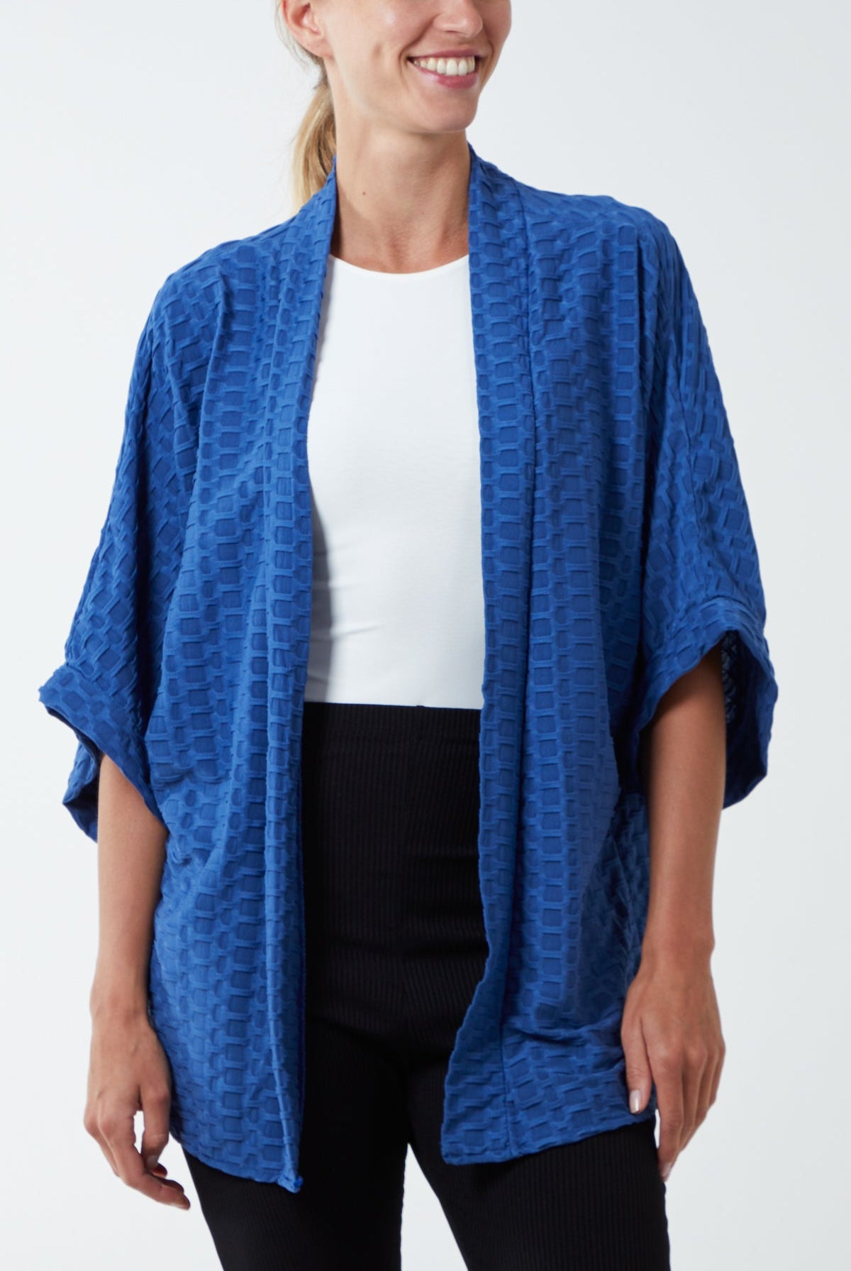 Waffle Texture Jersey Kimono Jacket JK1 WearAll Blue One Size