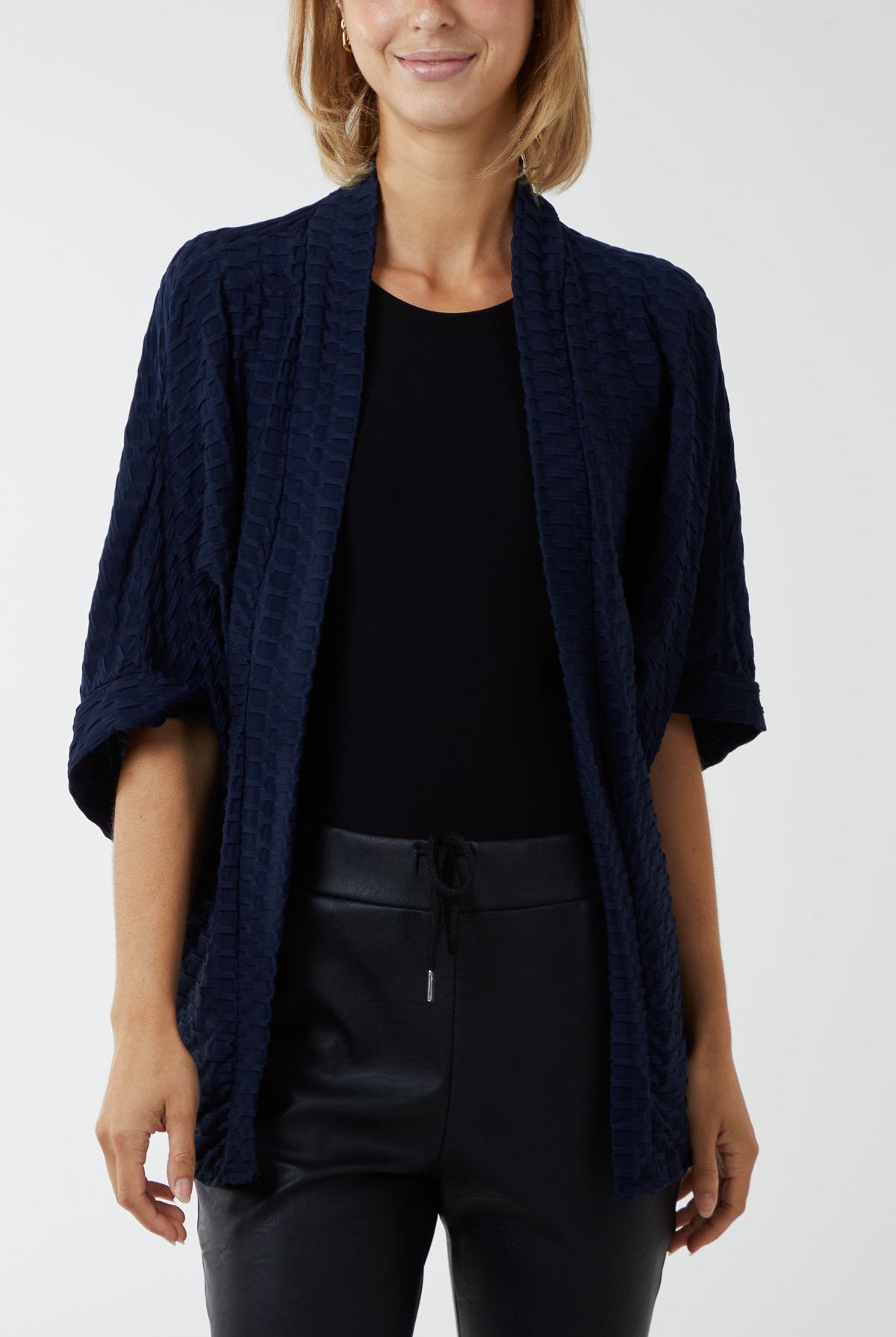 Waffle Texture Jersey Kimono Jacket JK1 WearAll Navy One Size