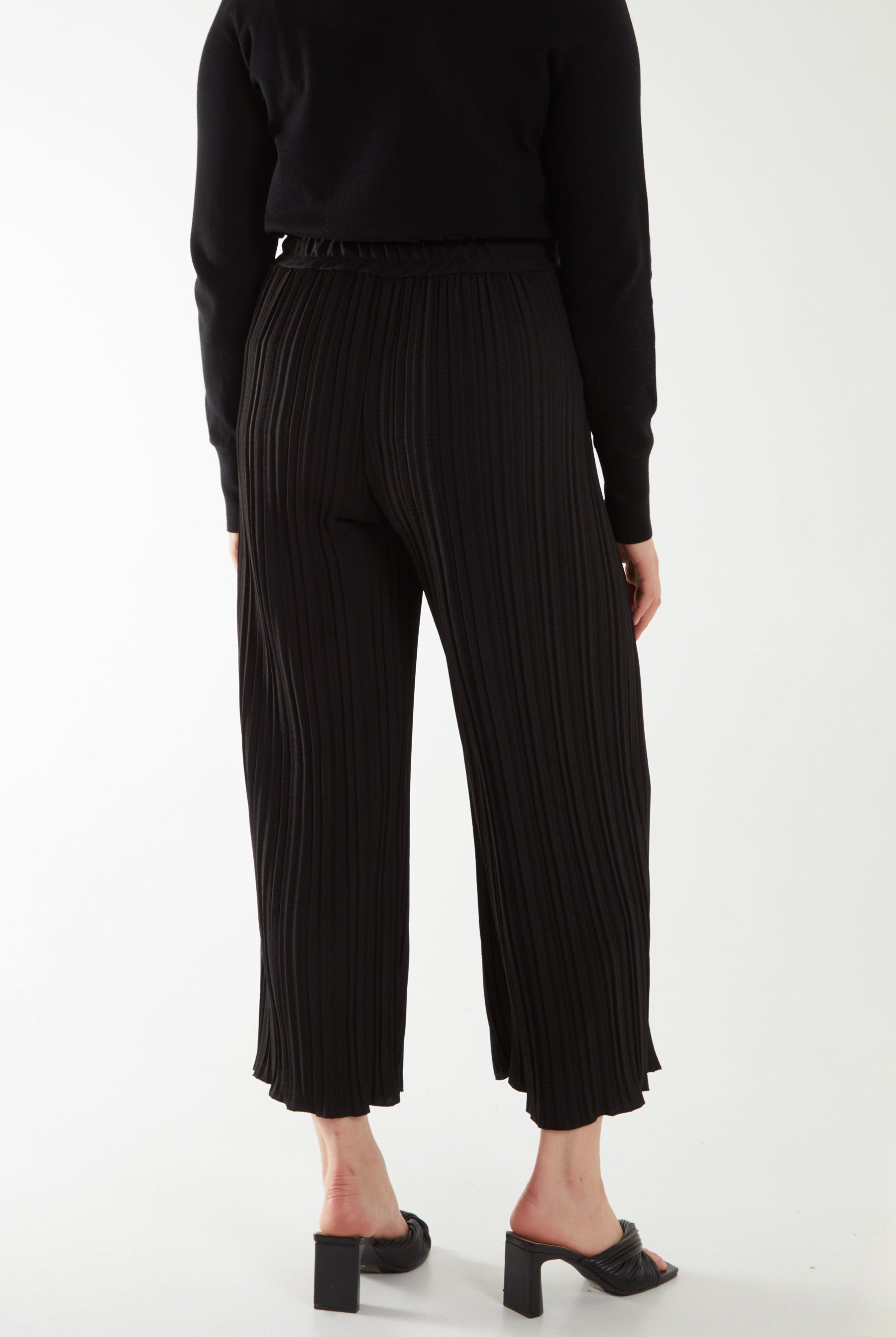 Wide Leg Plisse Drawstring Trousers TRS1 WearAll