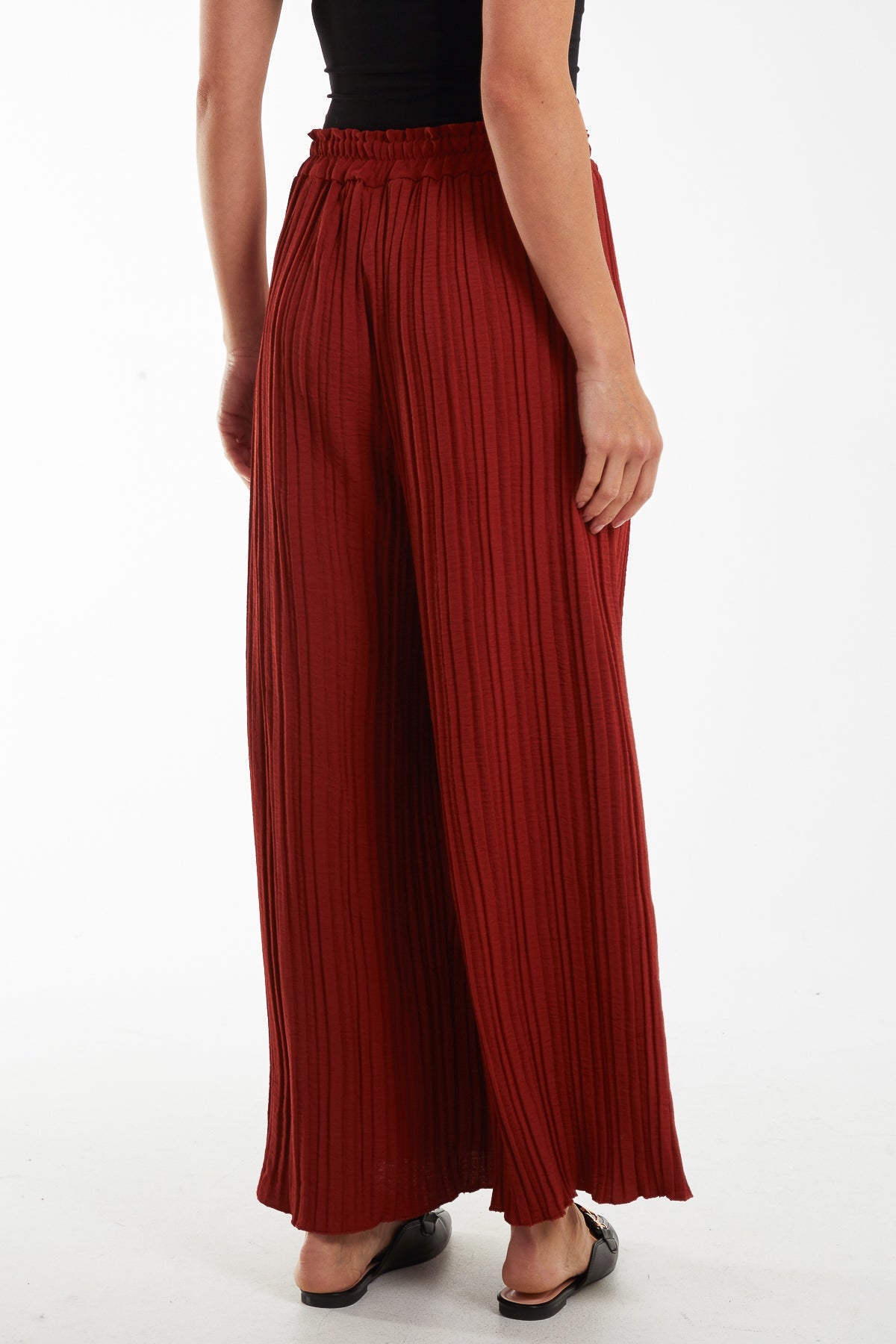 Wide Leg Plisse Drawstring Trousers TRS1 WearAll