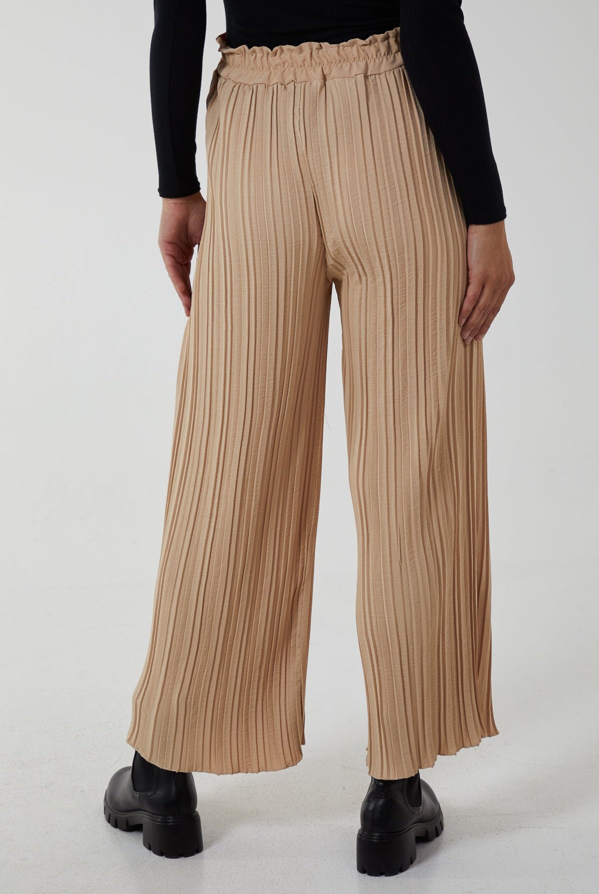 Wide Leg Plisse Drawstring Trousers TRS1 WearAll