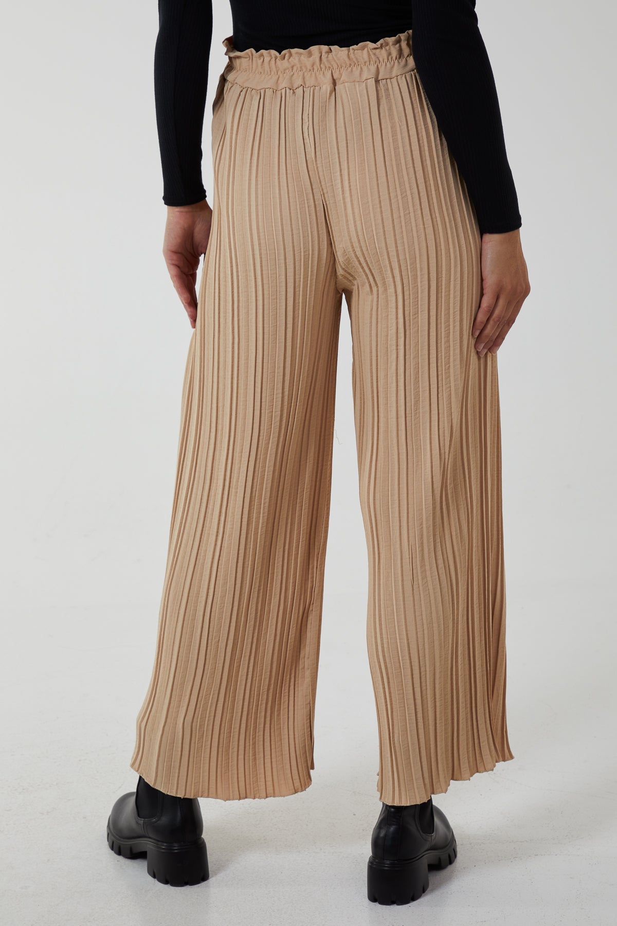 Wide Leg Plisse Drawstring Trousers TRS1 WearAll