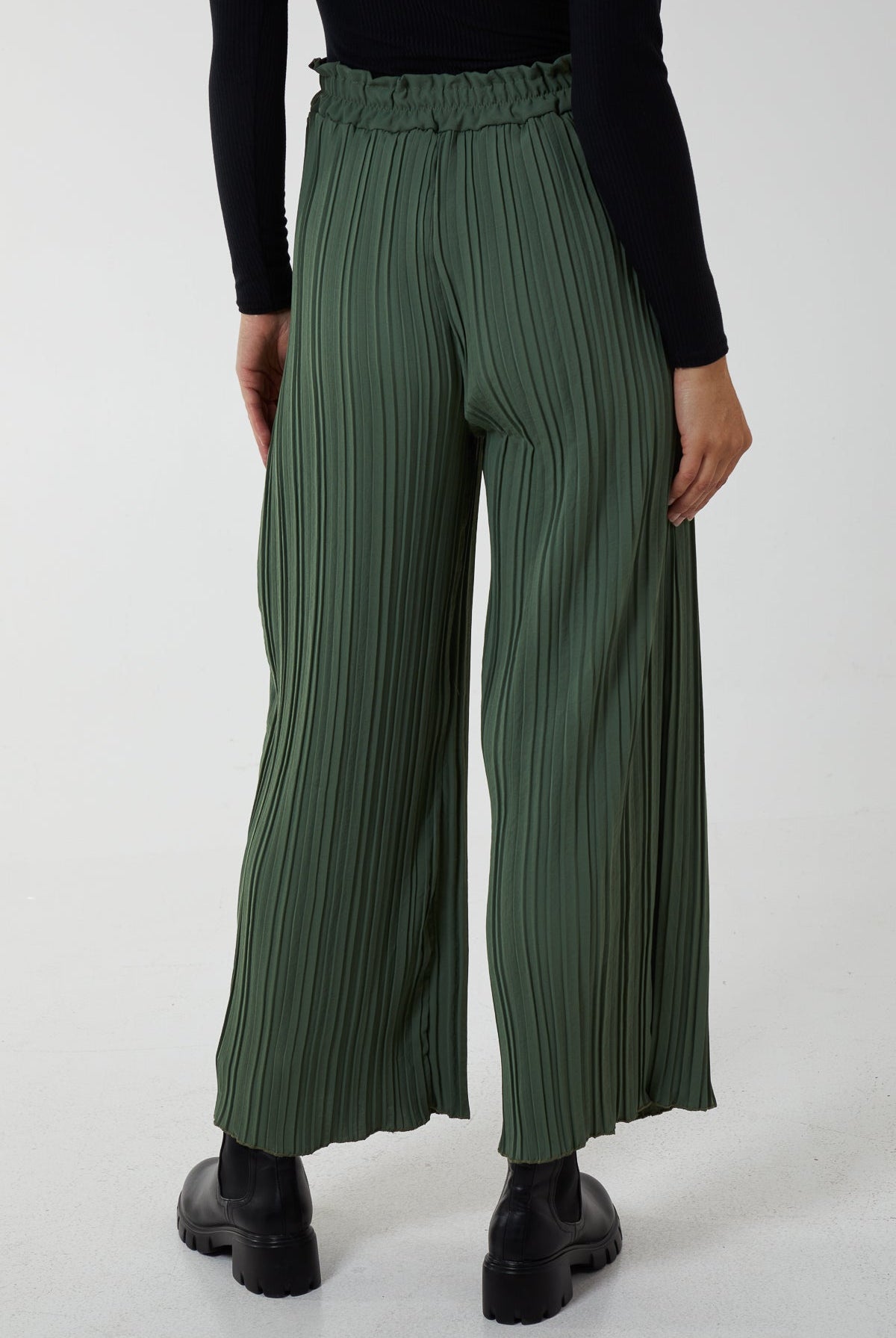 Wide Leg Plisse Drawstring Trousers TRS1 WearAll