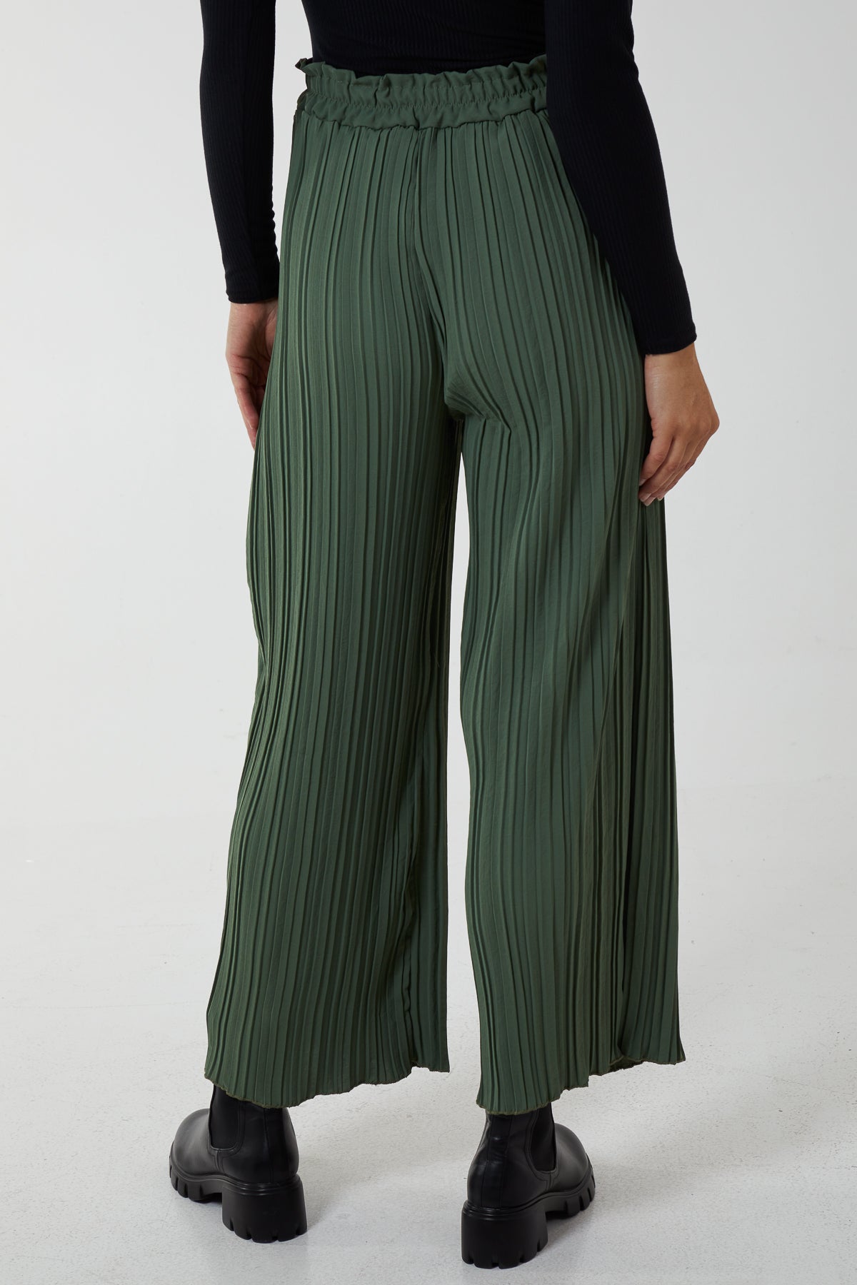 Wide Leg Plisse Drawstring Trousers TRS1 WearAll
