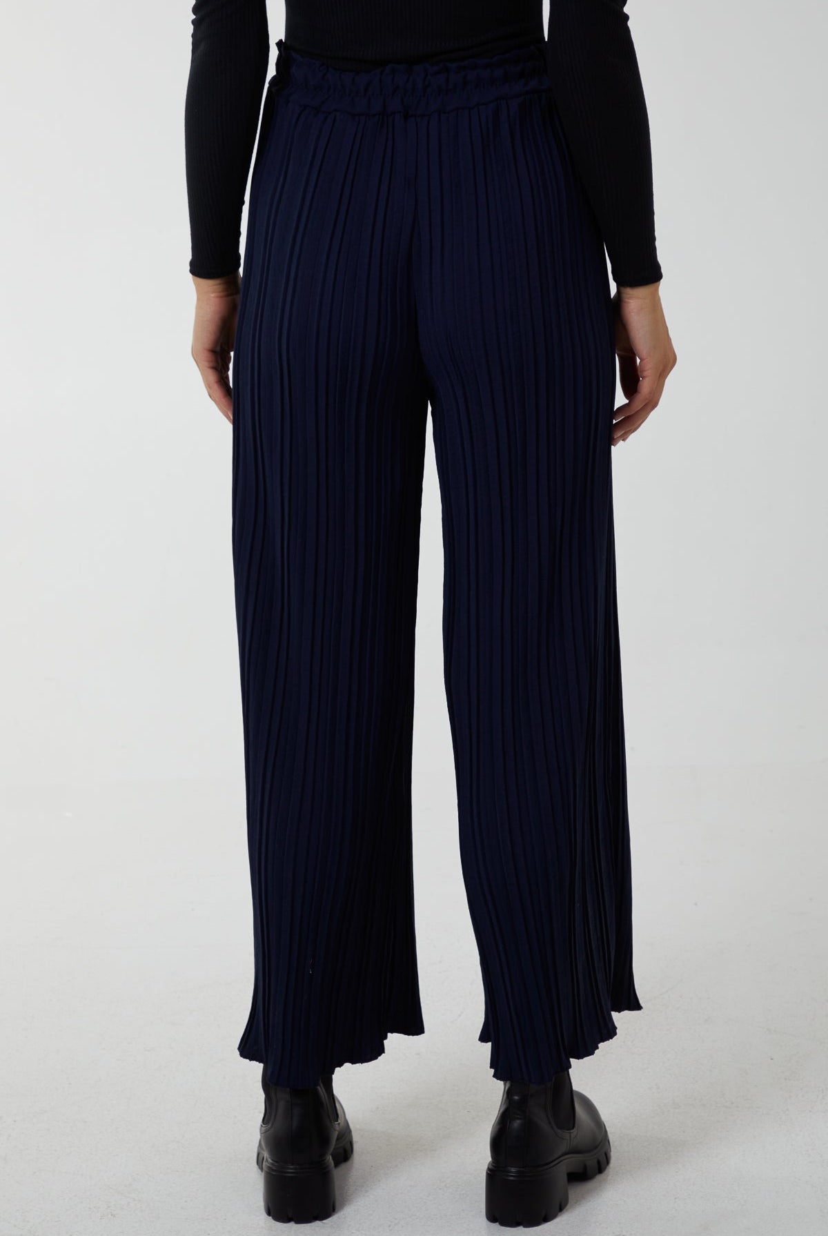 Wide Leg Plisse Drawstring Trousers TRS1 WearAll