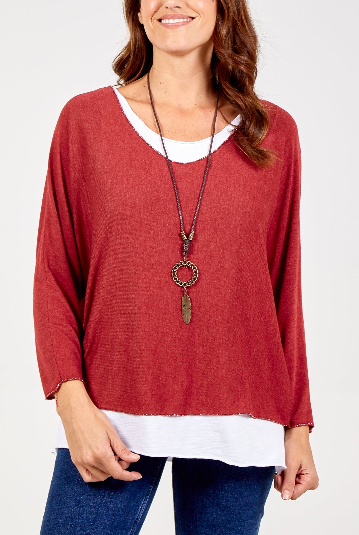 Necklace Double Layer Top TOPMF2 WearAll Wine One Size