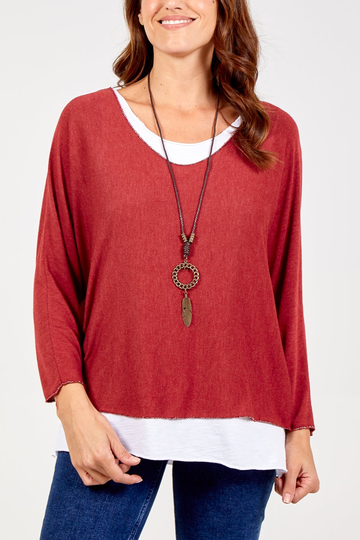 Necklace Double Layer Top TOPMF2 WearAll Wine One Size