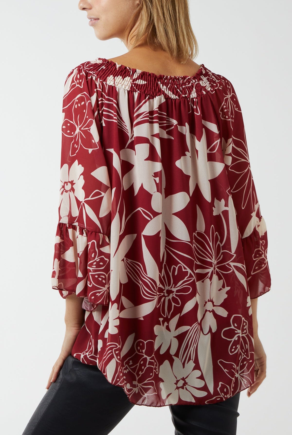 Floral Bardot Long Sleeve Blouse TOPMF2 WearAll