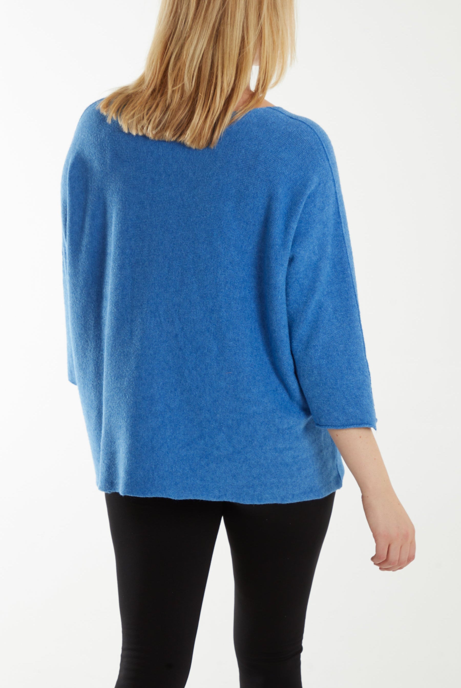 V-Neck Oversized Fine Knit Jumper Top WearAll