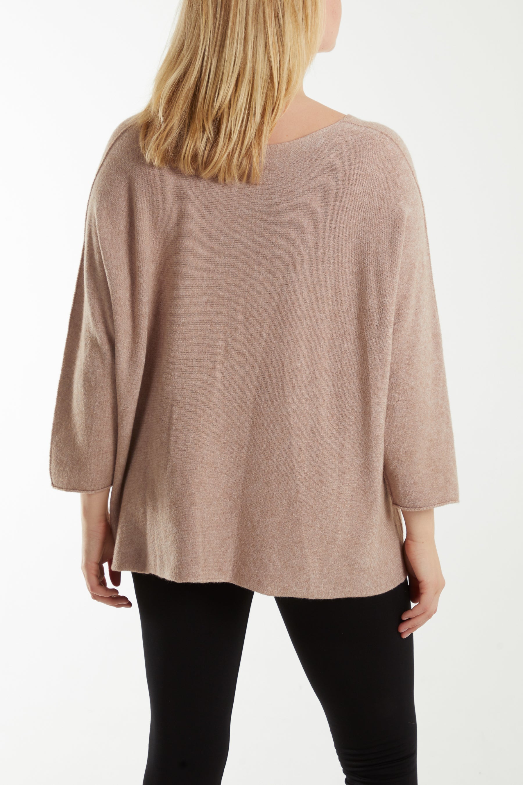 V-Neck Oversized Fine Knit Jumper Top WearAll