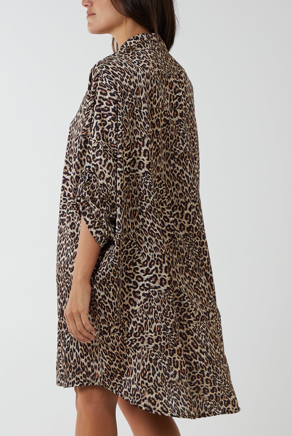 Satin Leopard Print Shirt Dress DMF2 WearAll