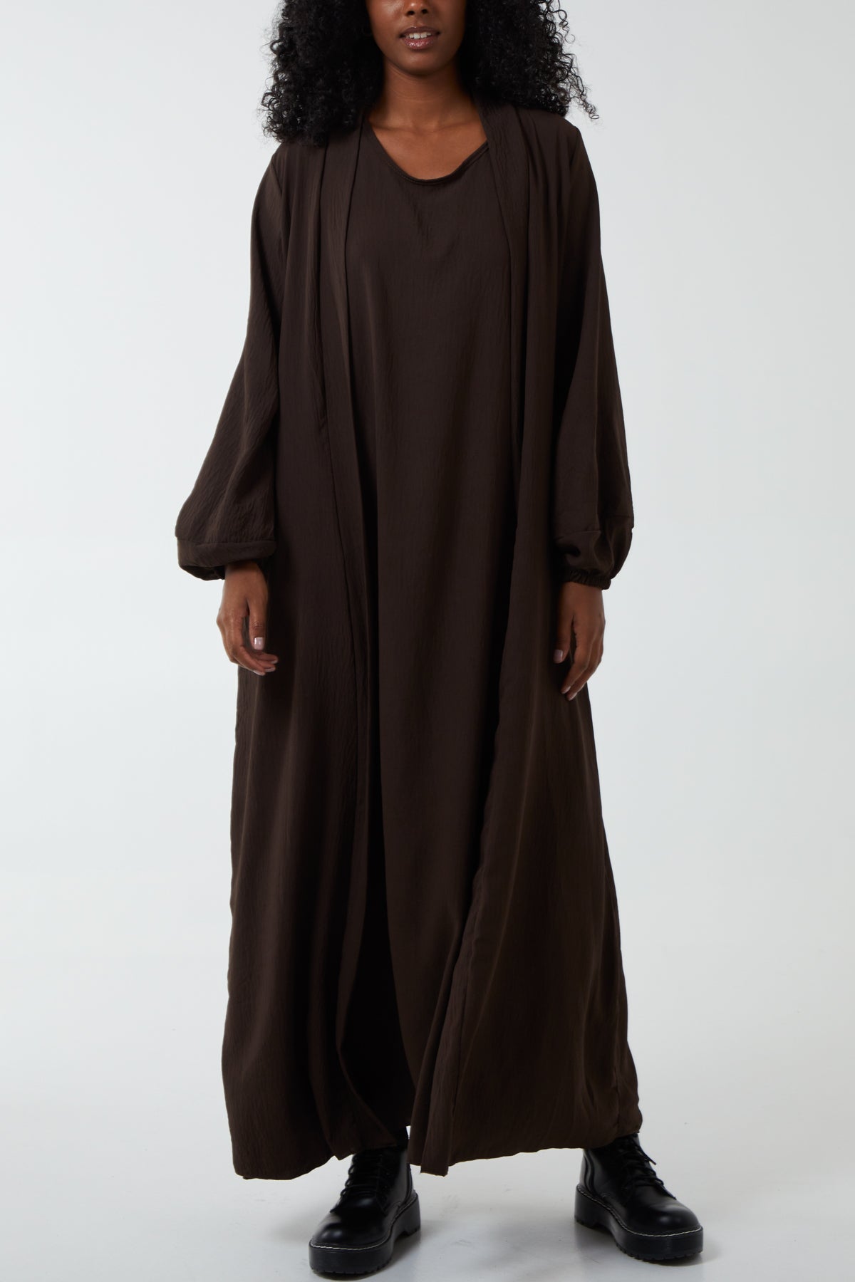 Maxi Kimono & Dress Co-Ord DMF2 WearAll Chocolate One Size